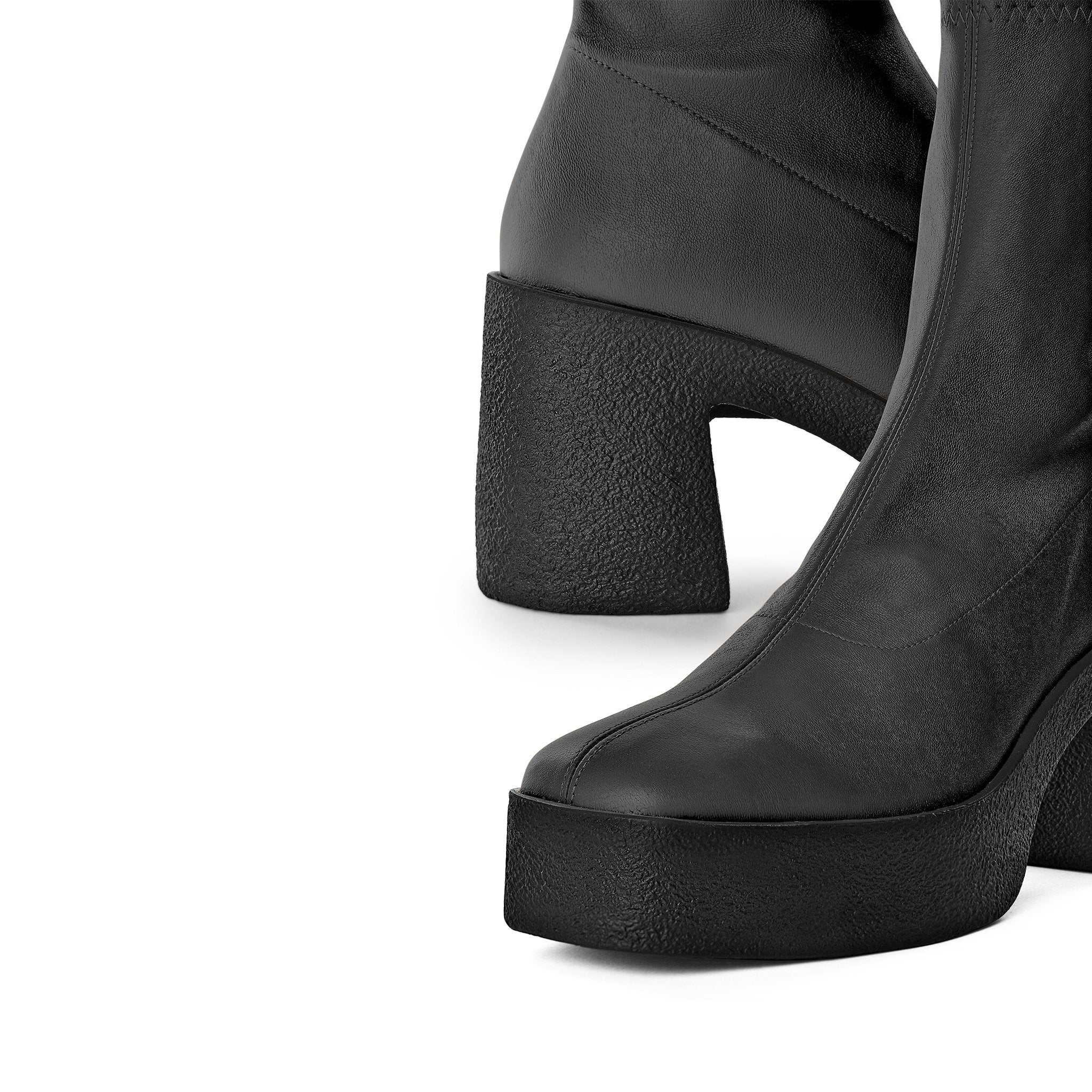 Umi Black Stretch Leather Chunky Ankle Boots 20077-02-2 - 5