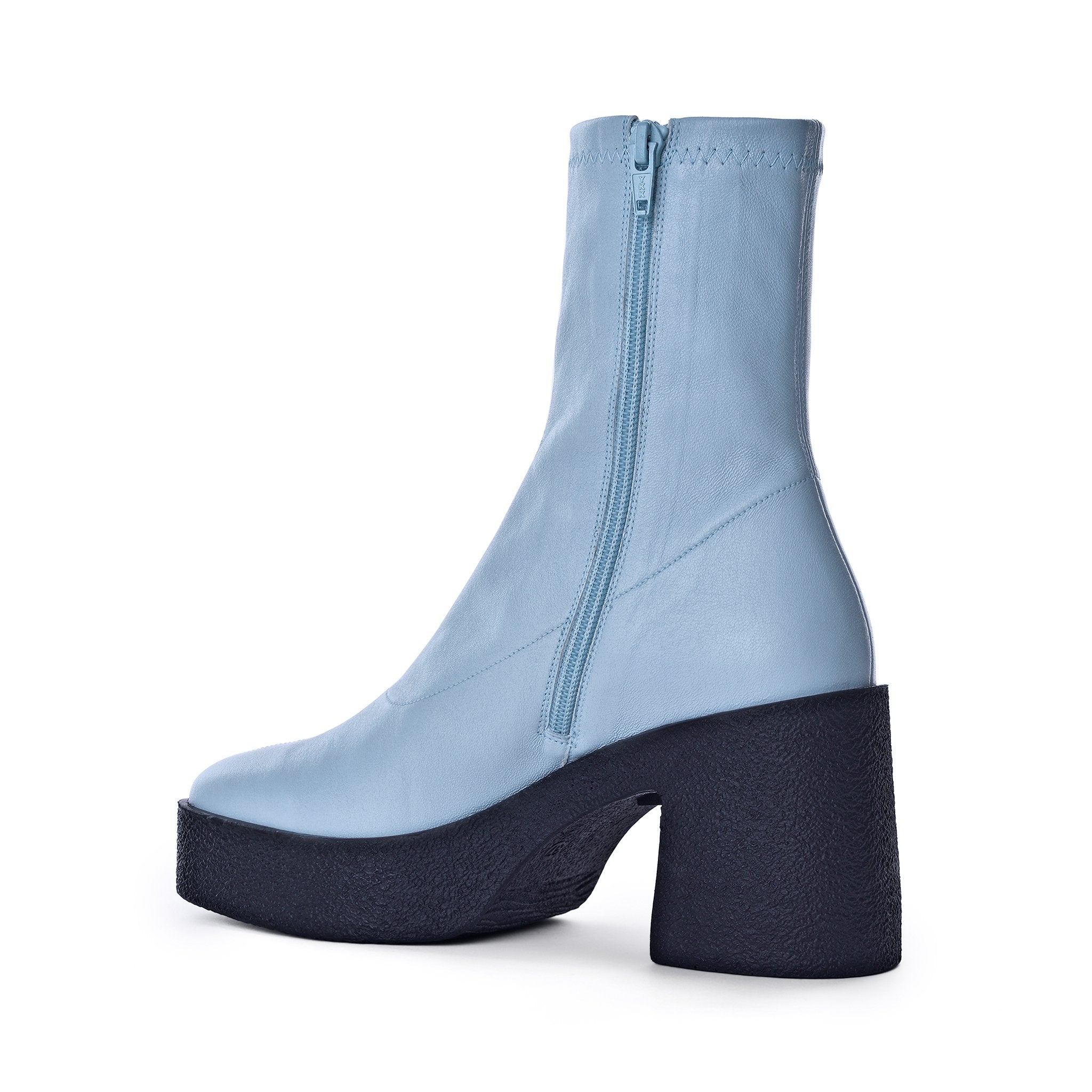Umi Pastel Blue Stretch Leather Chunky Ankle Boots 20077-02-07 - 6