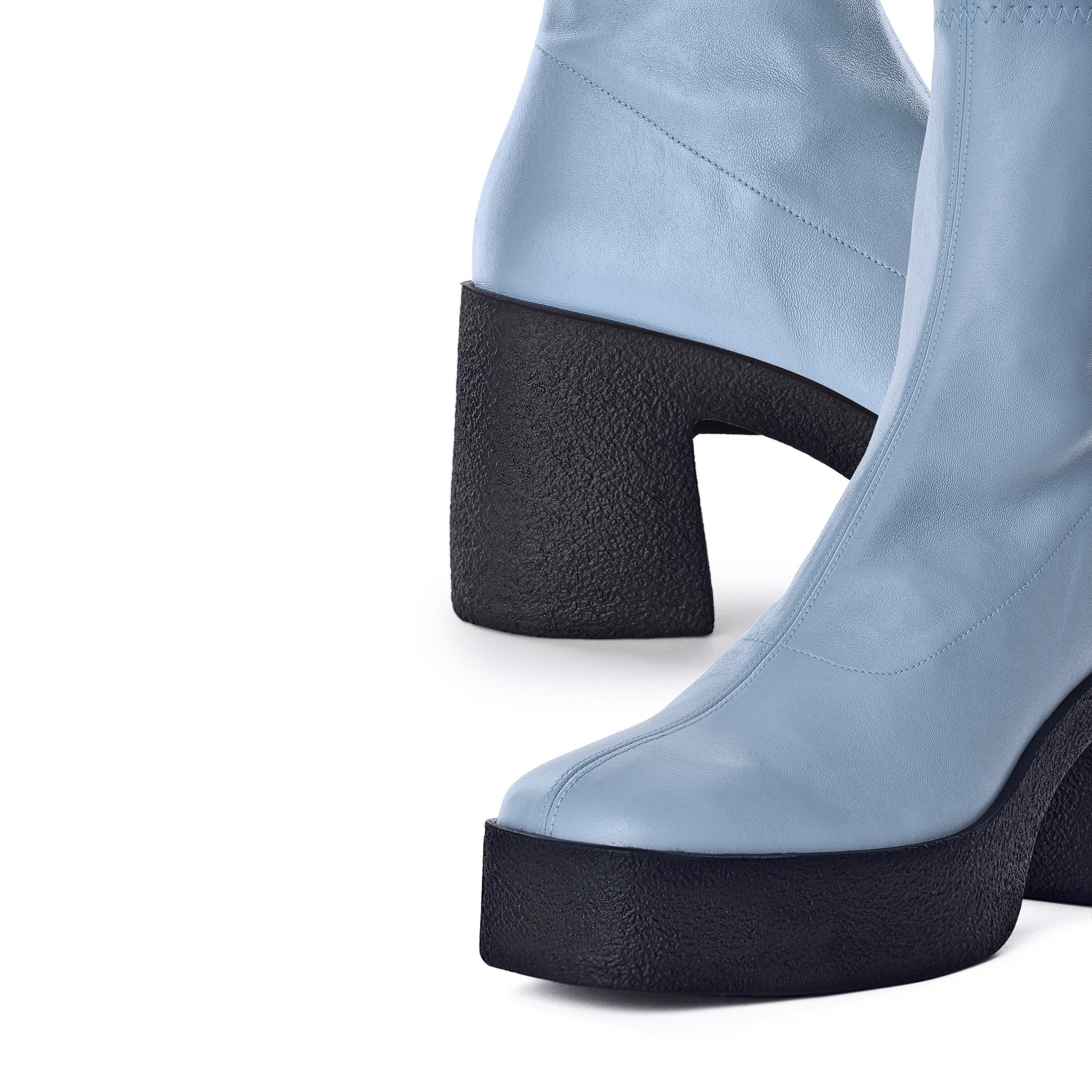 Umi Pastel Blue Stretch Leather Chunky Ankle Boots 20077-02-07 - 7