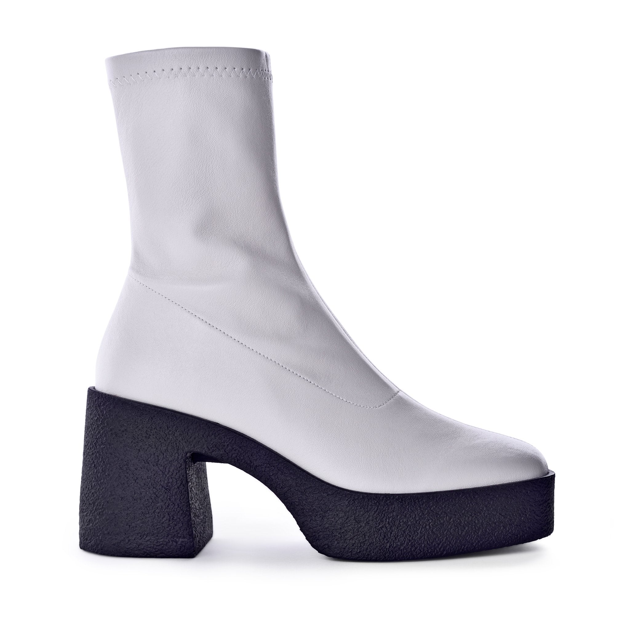 Umi Off White Stretch Leather Chunky Ankle Boots 20077-02-06 - 7