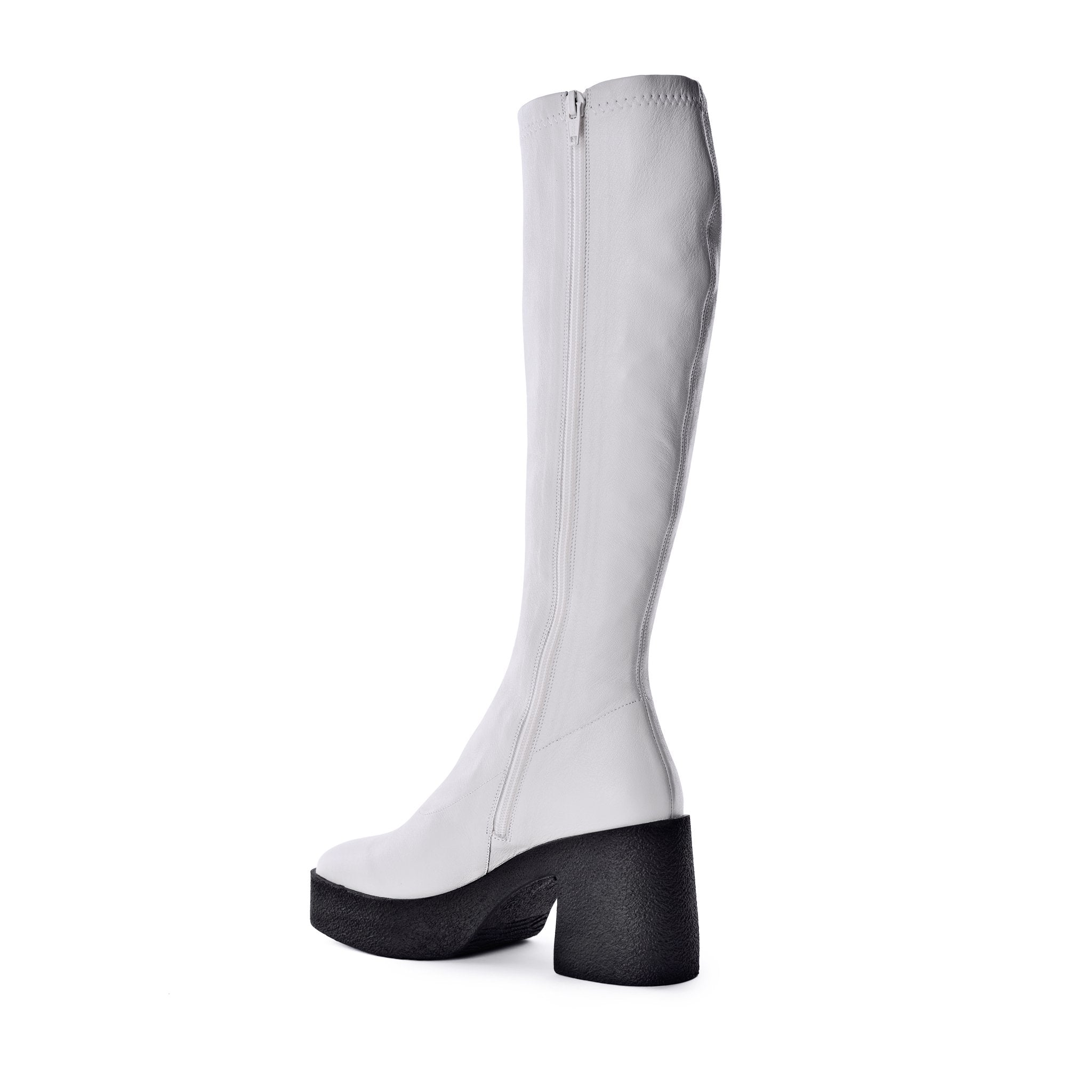 Izumi Off White Stretch Leather Chunky Boots 20077-01-06 - 6
