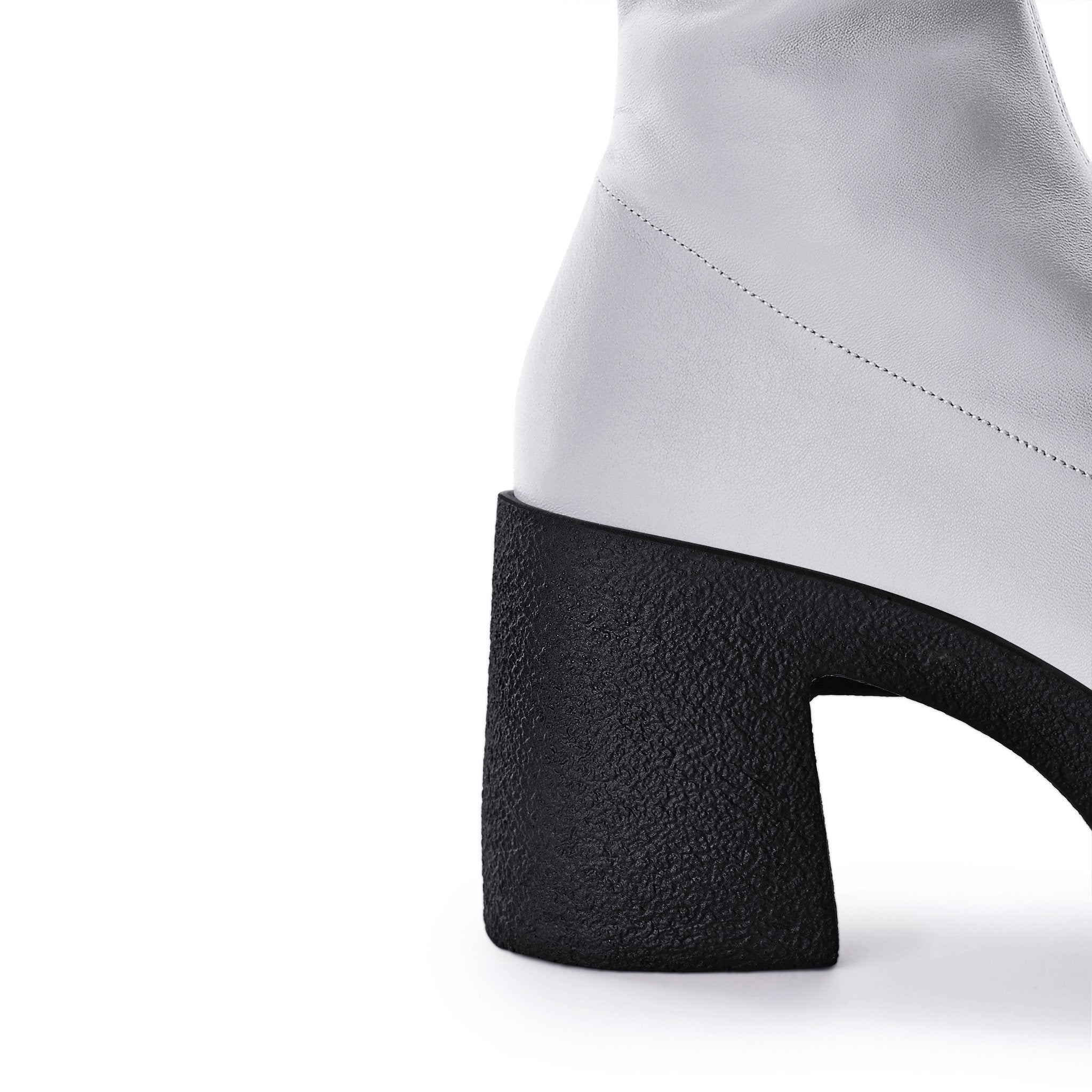 Izumi Off White Stretch Leather Chunky Boots 20077-01-06 - 7