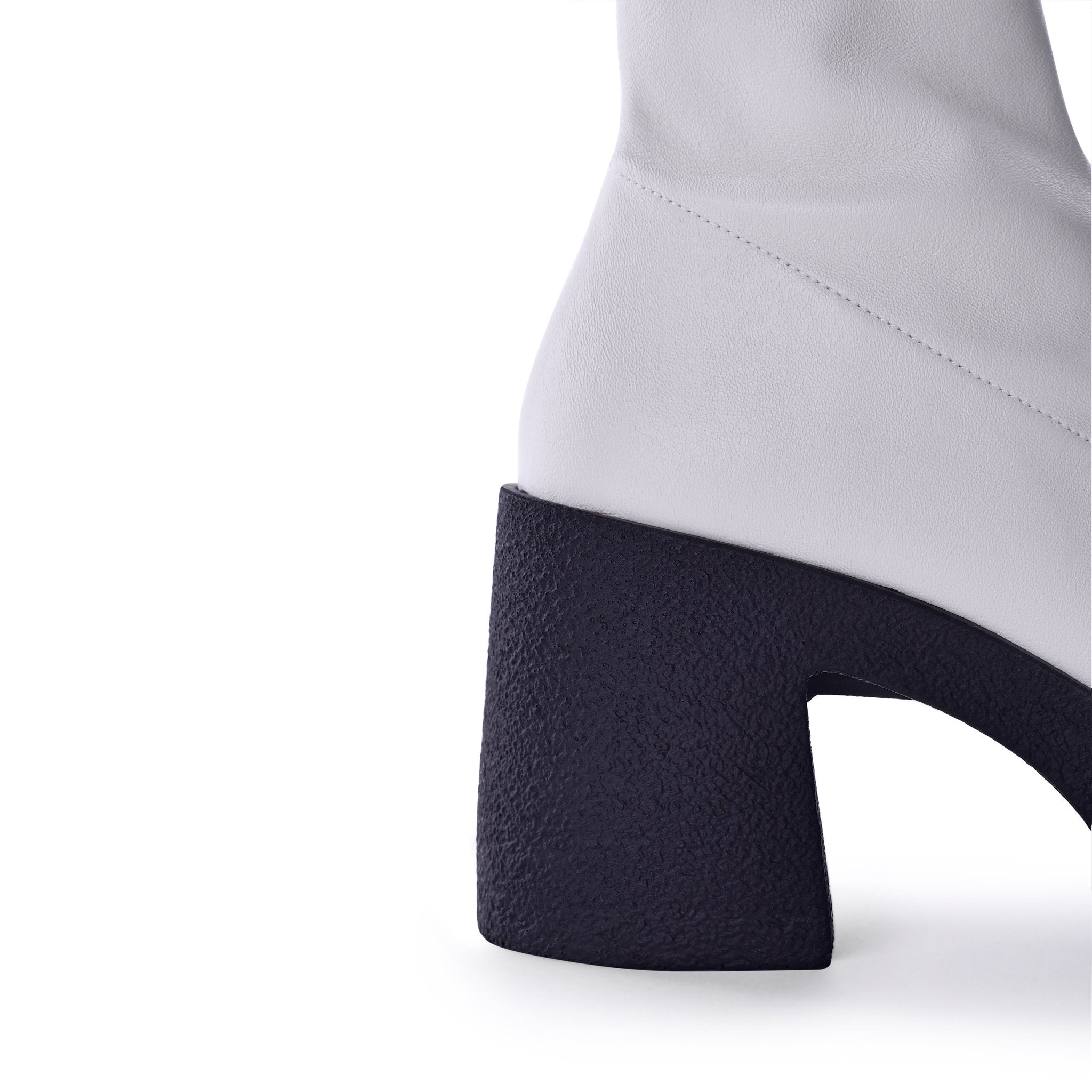 Umi Off White Stretch Leather Chunky Ankle Boots 20077-02-06 - 5