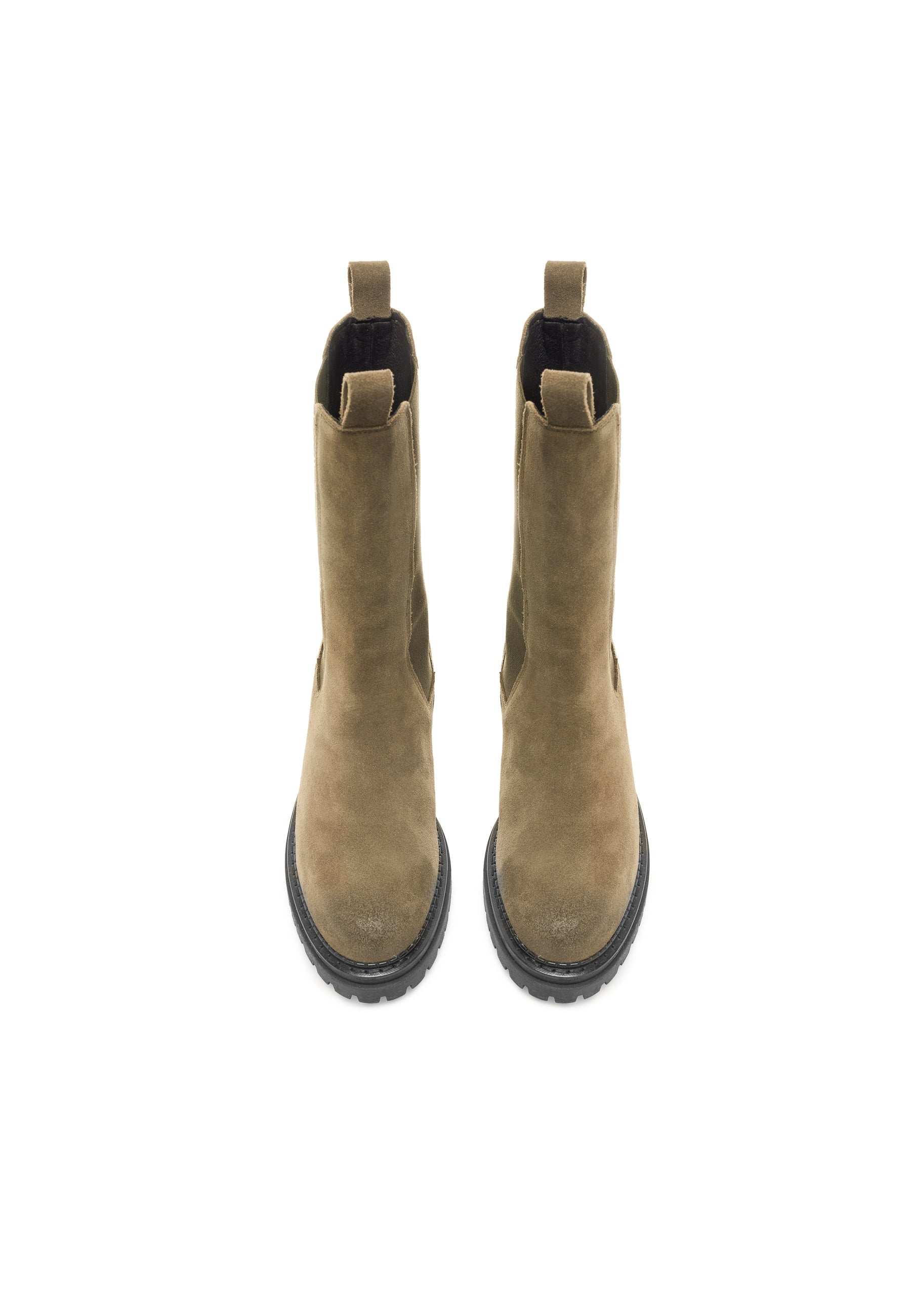 CASHOTT CASHANNAH Chelsea Boot High Cut Suede Chelsea Olive