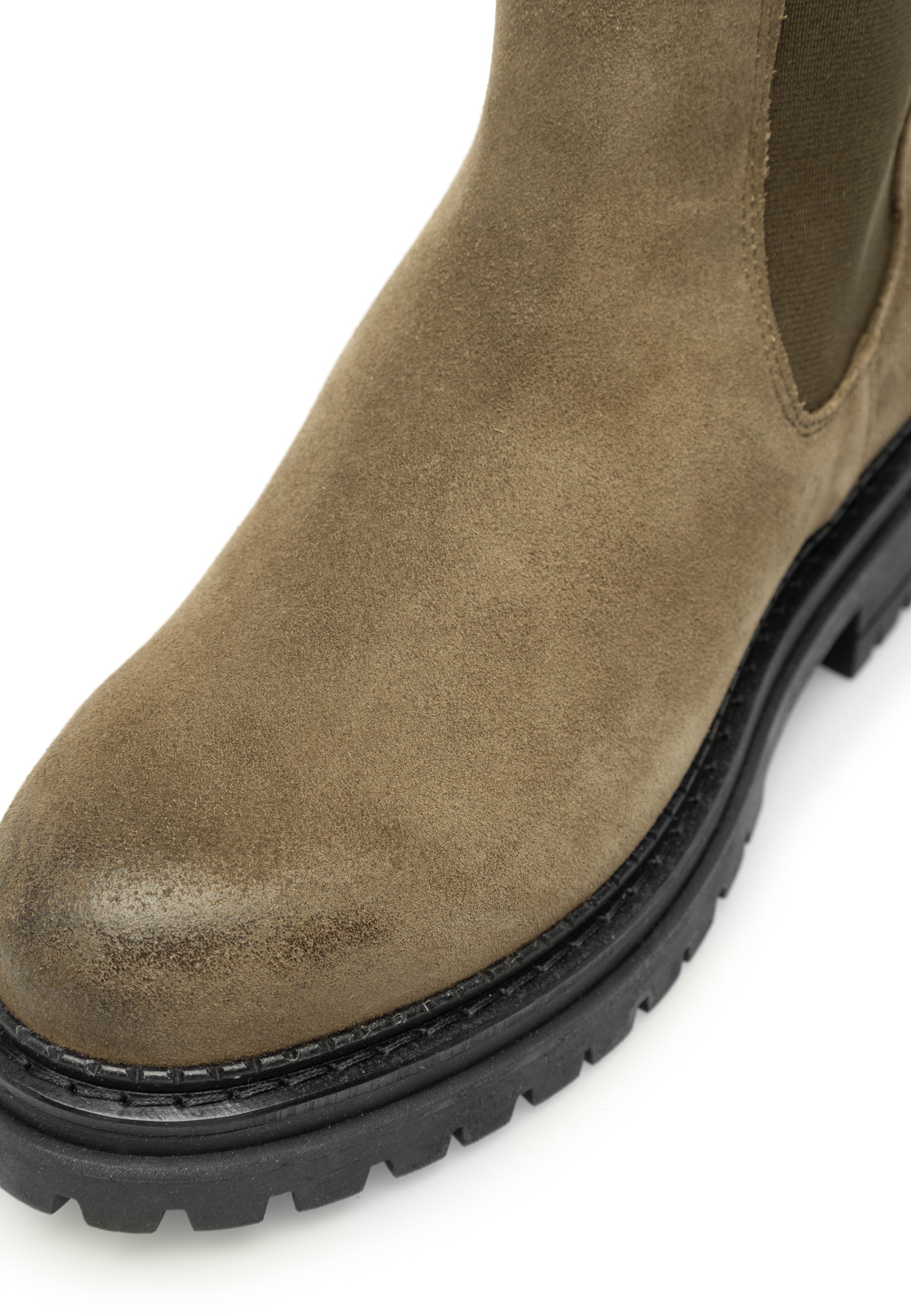 CASHOTT CASHANNAH Chelsea Boot High Cut Suede Chelsea Olive