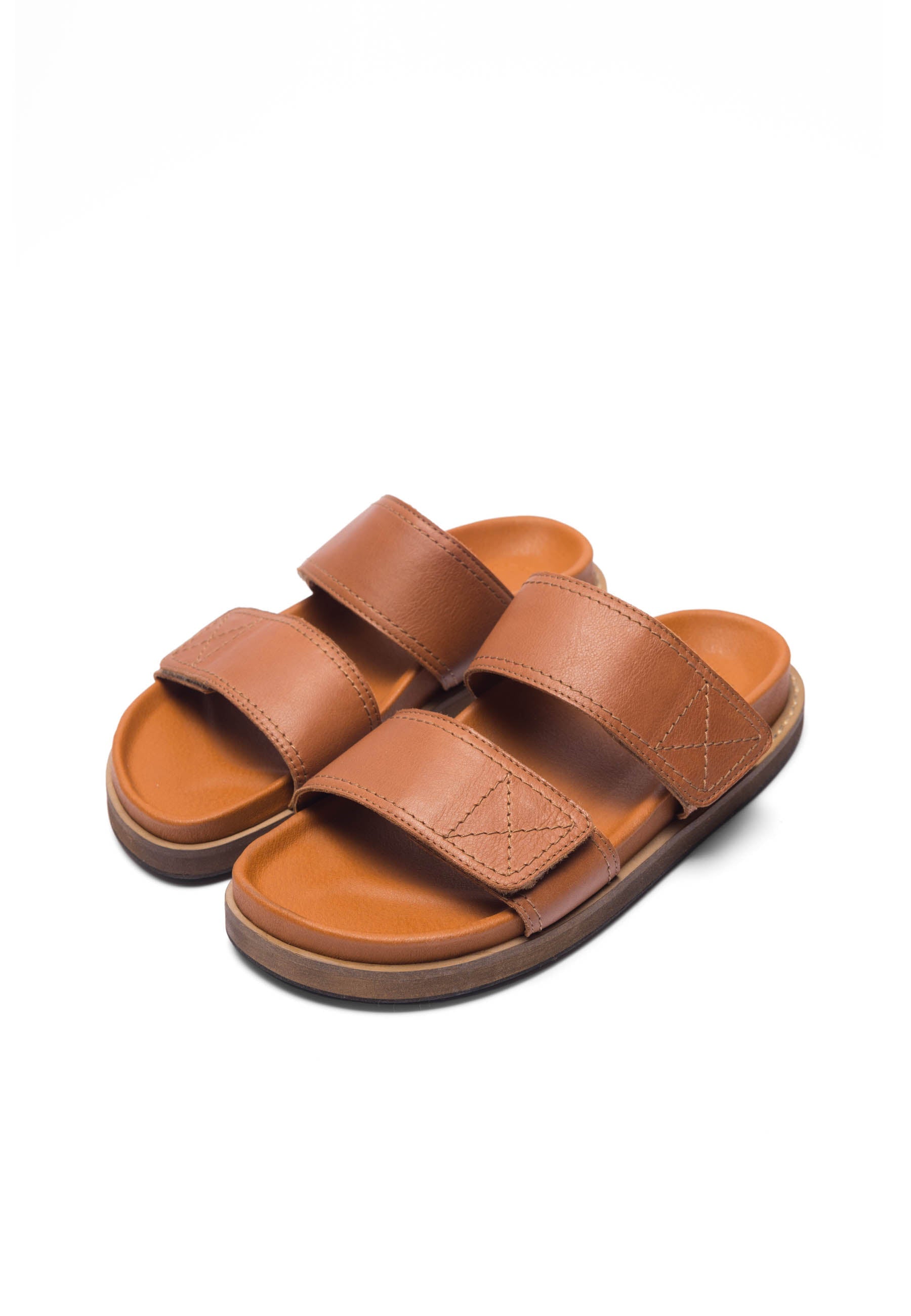 CASHOTT CASKIMMI Velcro Slide Leather Strap Cognac