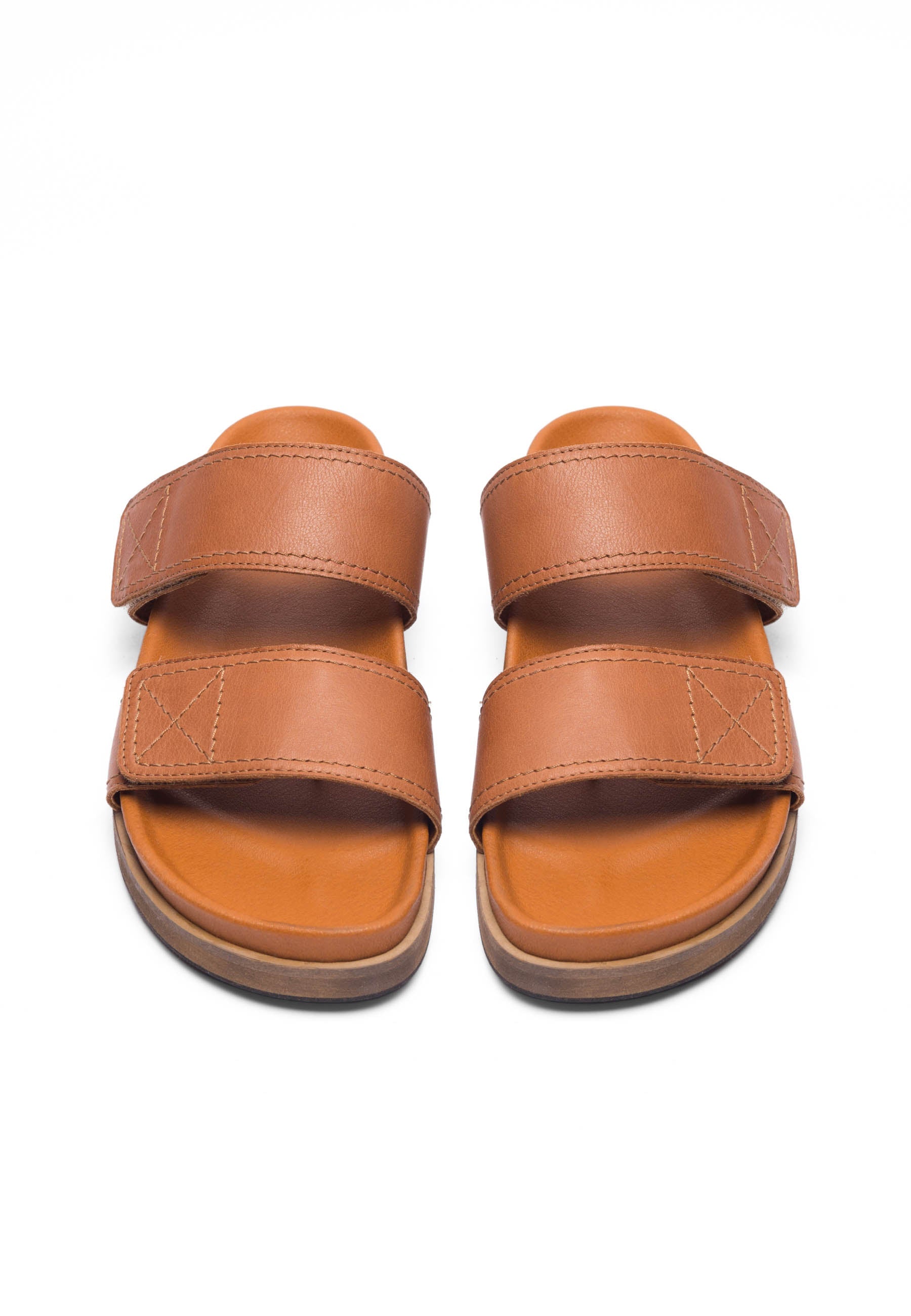 CASHOTT CASKIMMI Velcro Slide Leather Strap Cognac