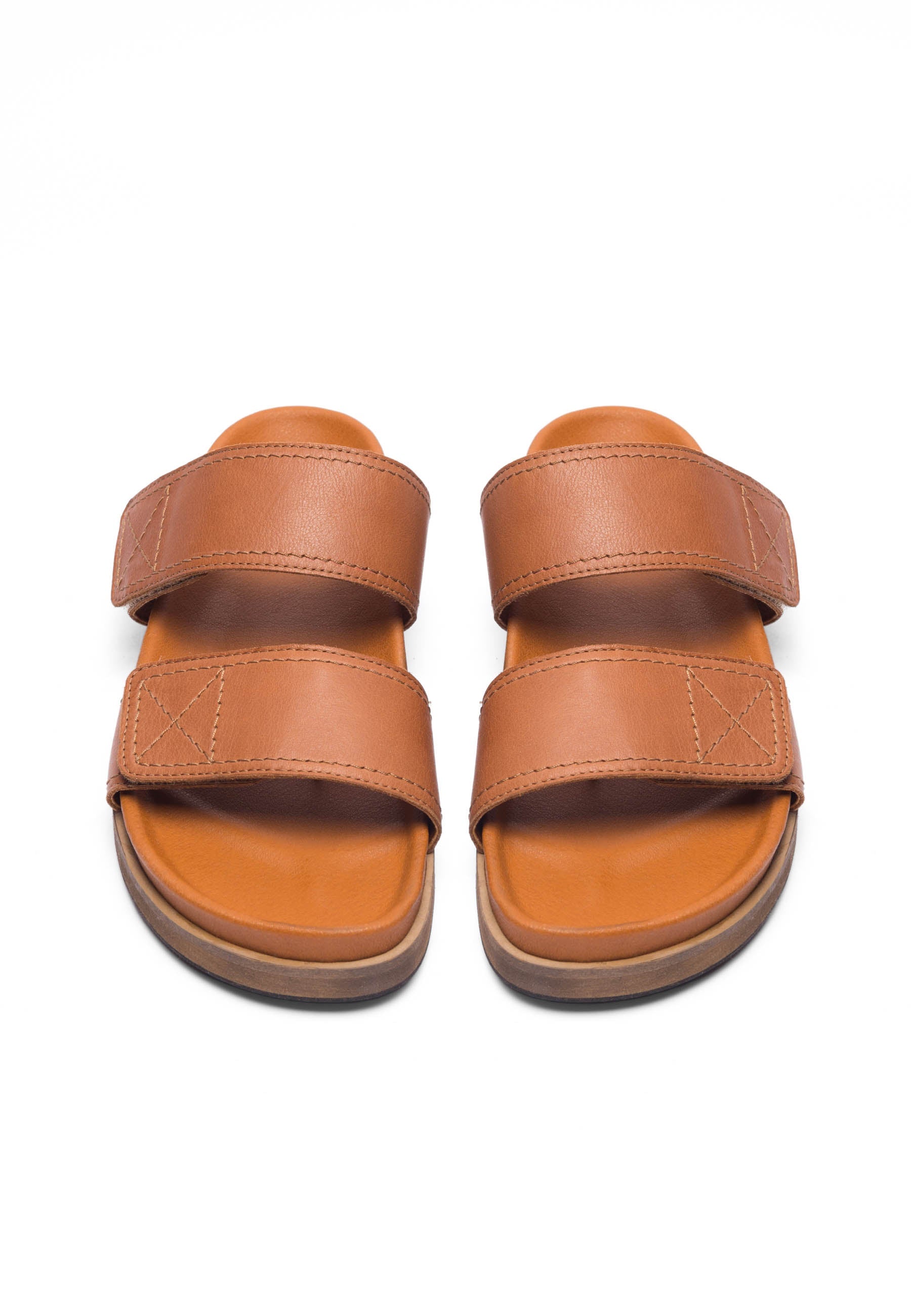 CASHOTT CASKIMMI Velcro Slide Leather Strap Cognac