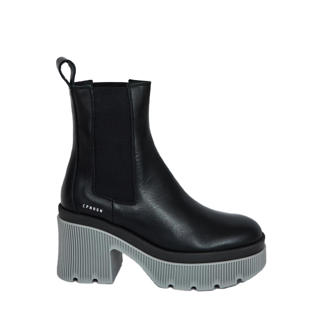 Vitello Black Mid Grey Ankle Boots CHP597 - 1