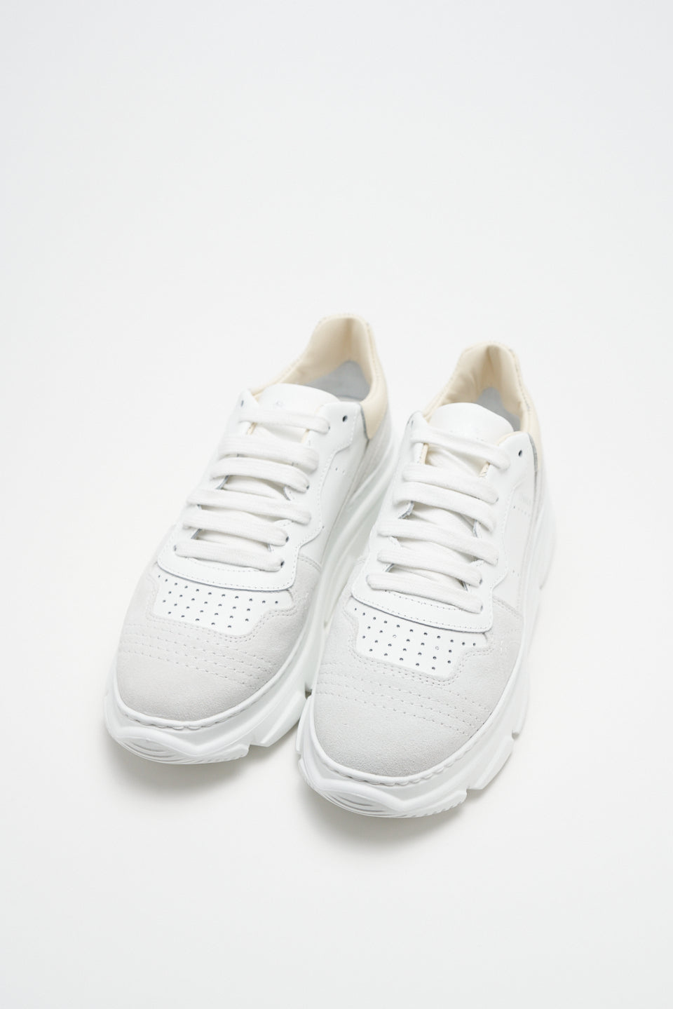 Material Mix White Butter Chunky Sneakers CPH64 - 3