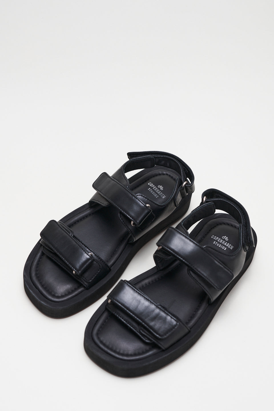 Nappa Black Velcro Straps Chunky Sandals Sandals