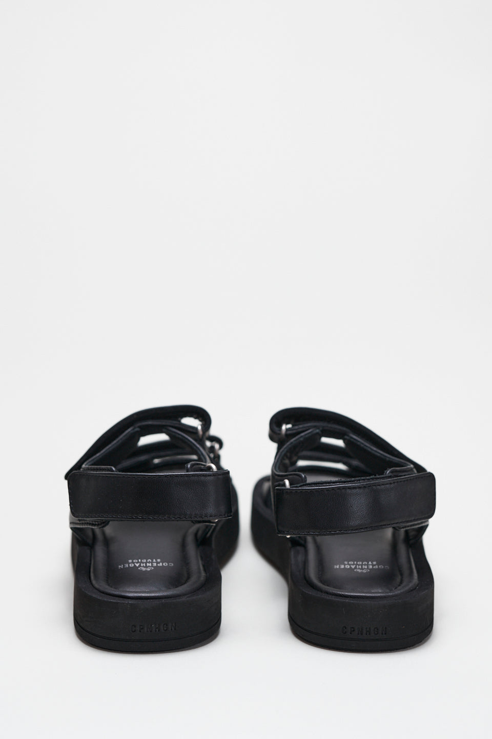 Nappa Black Velcro Straps Chunky Sandals Sandals