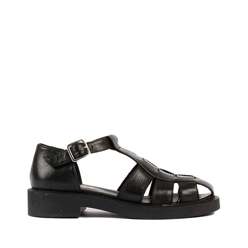 Clara Black Leather Sandals CLARA-BLACK - 1