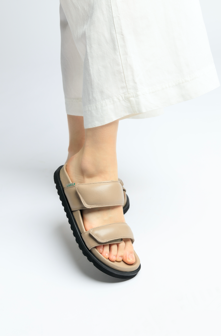 Corine Taupe Leather Puffy Sandals LAST1514 - 2