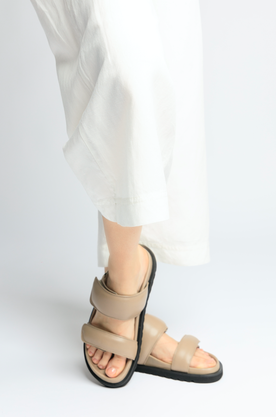 Corine Taupe Leather Puffy Sandals LAST1514 - 10