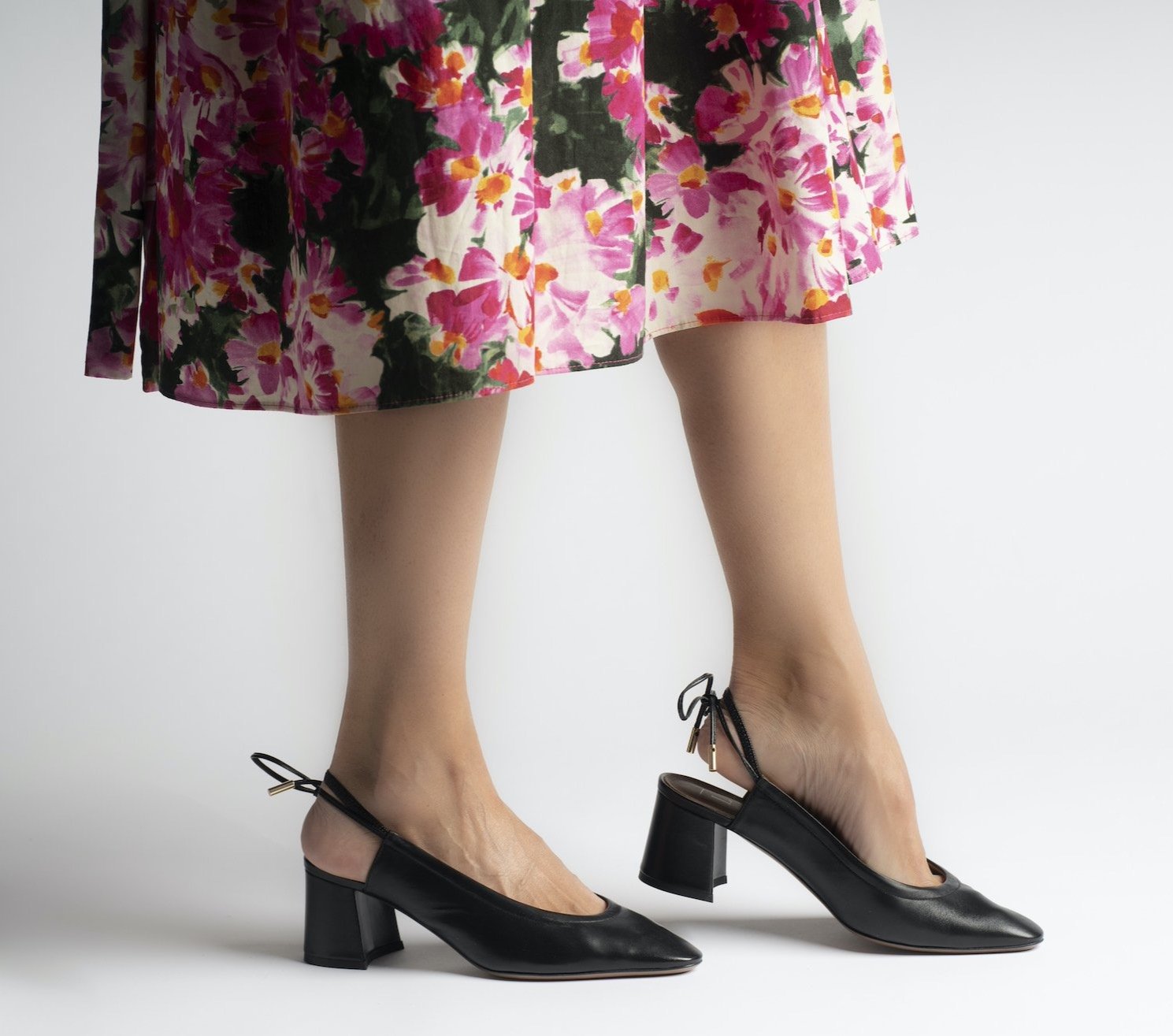 Slingback Shoes In Lux Black Nappa Heels - 6