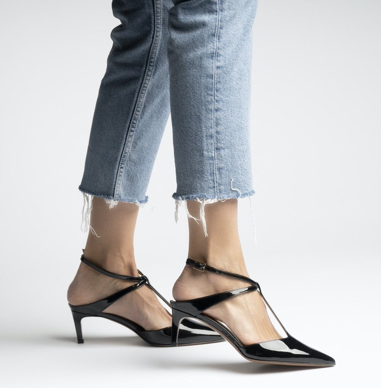 L AUTRE CHOSE T BAR COURT SHOES IN BLACK PATENT LEATHER