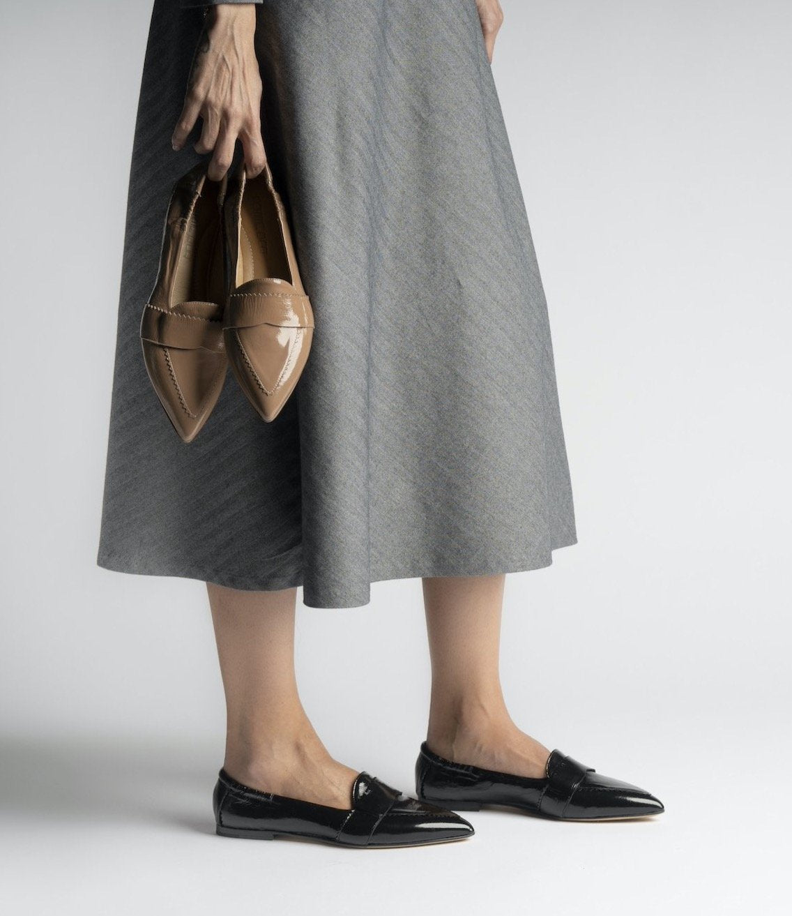 Grace Black Naplak Leather Loafers Flats - 5