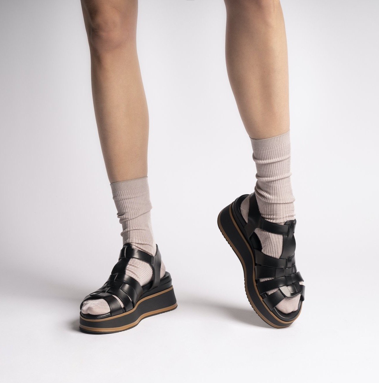 Stella Black Gladiator Chunky Sandlas  - 3