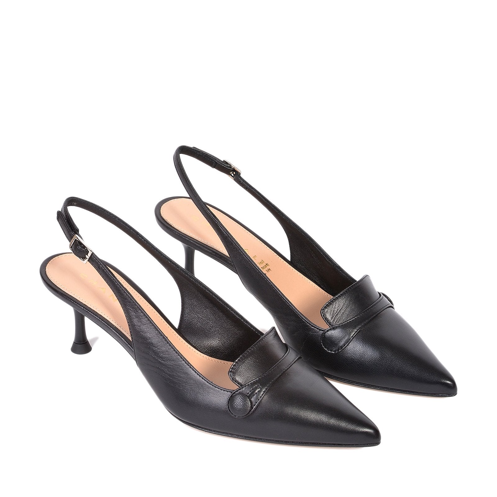 Capretto Sling Back Shoes In Black Heels 1002/Black - 3