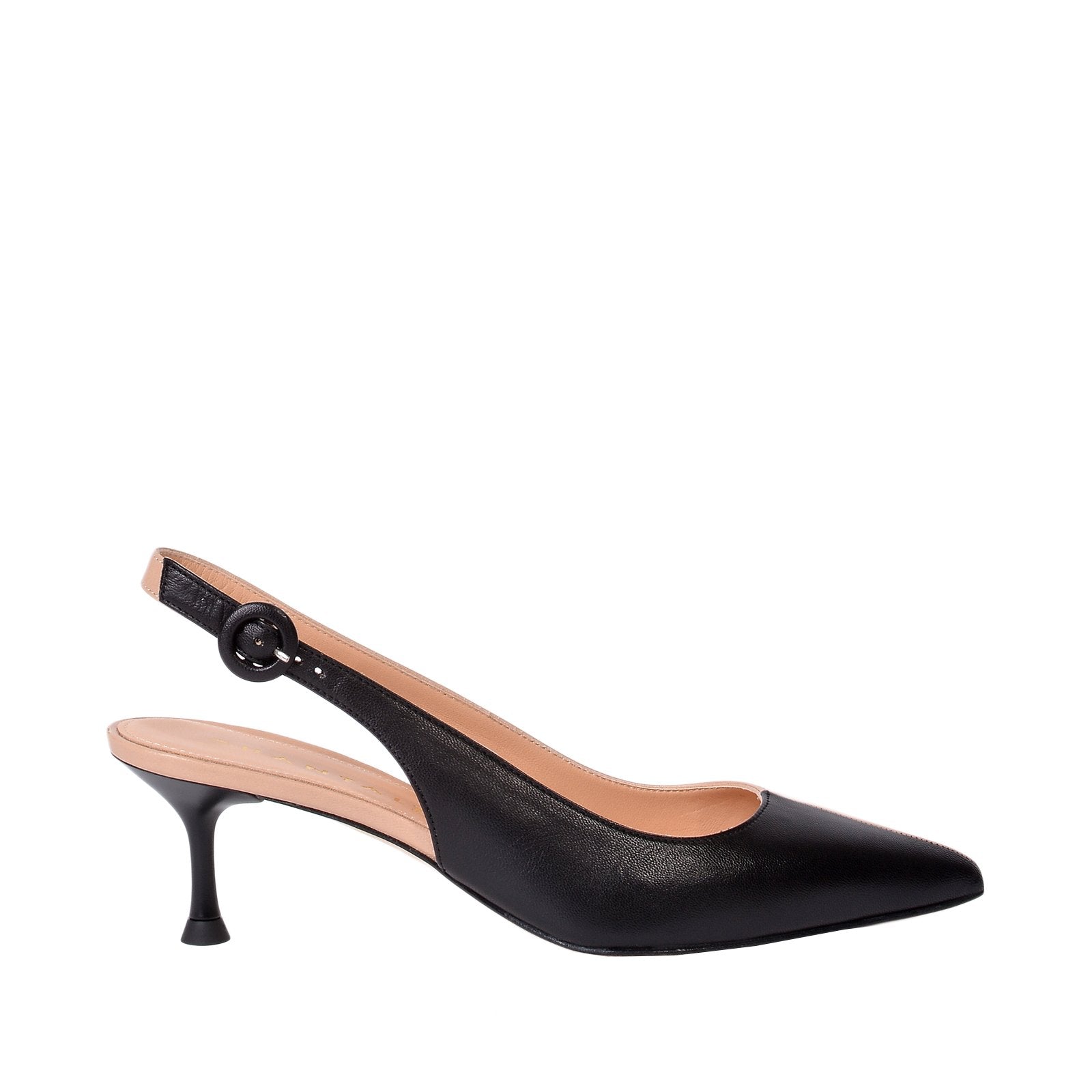 Capretto Two-Tone Sling Back Heeled Shoes Heels 1003/Black-Beige - 1