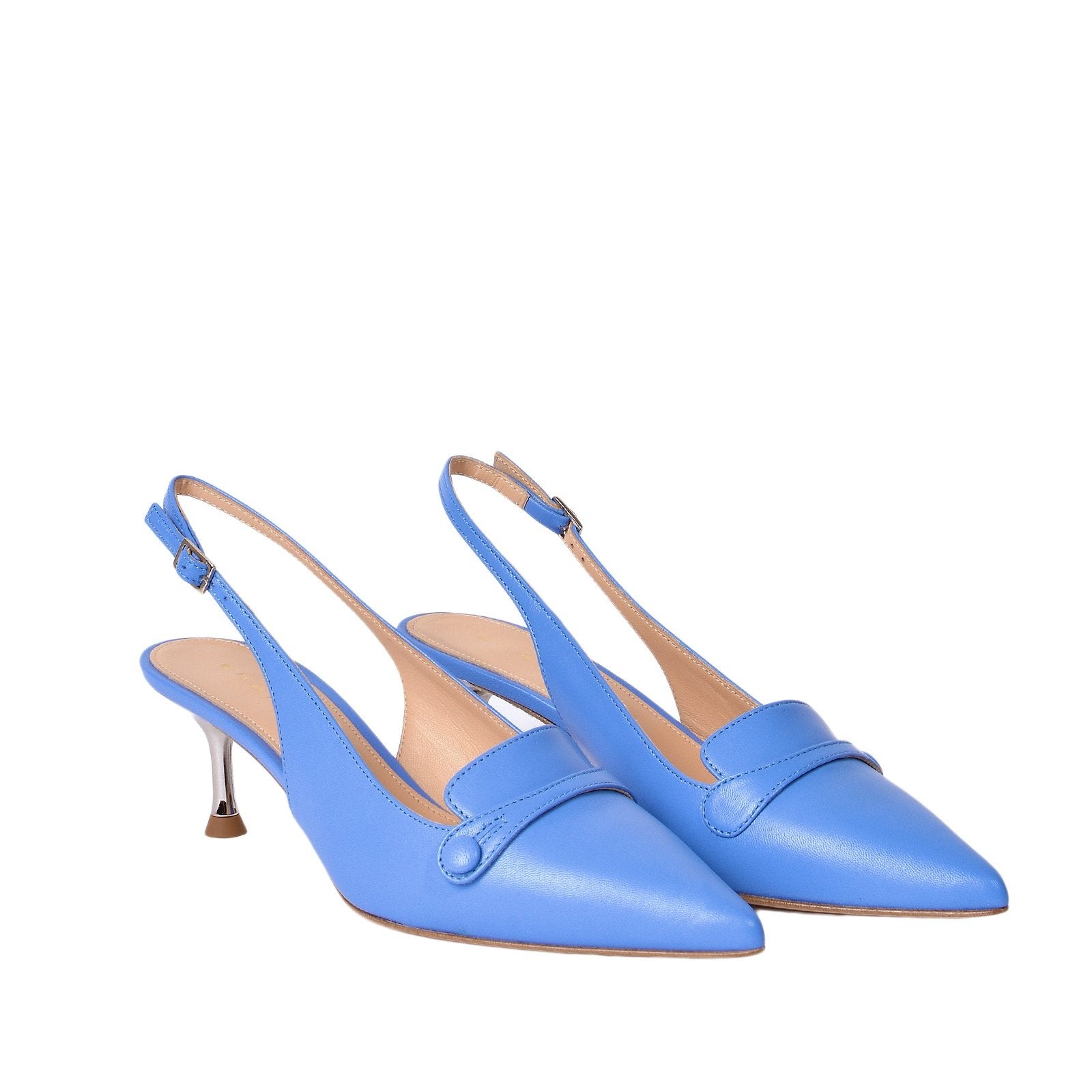 Chiffon Sling Back Shoes In Light Blue Heels 1002/Blue - 3