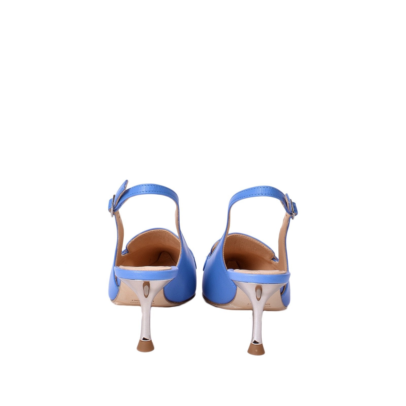 Chiffon Sling Back Shoes In Light Blue Heels 1002/Blue - 4