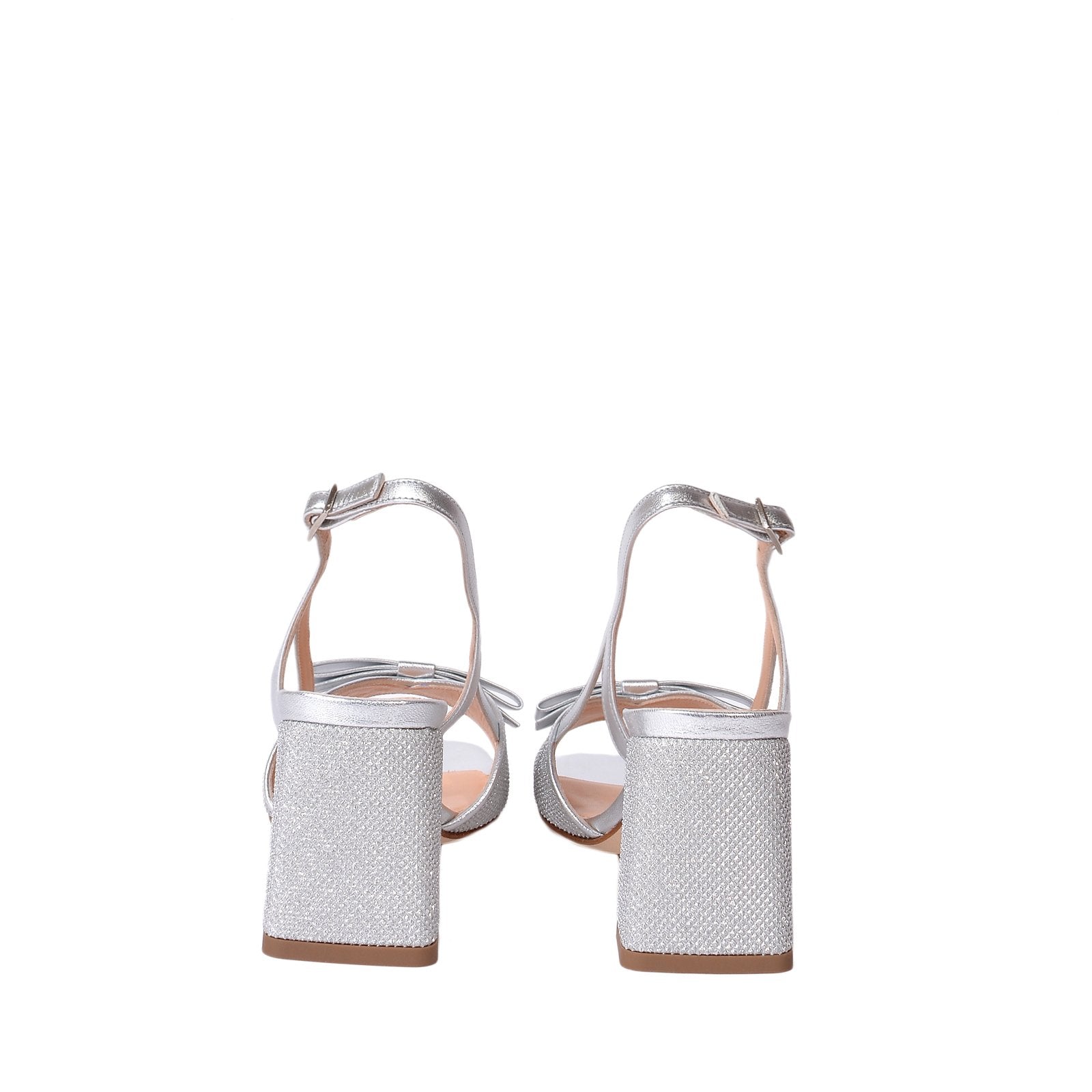 Luxor Bow Glitter Sandals Heels 1103/Silver - 8