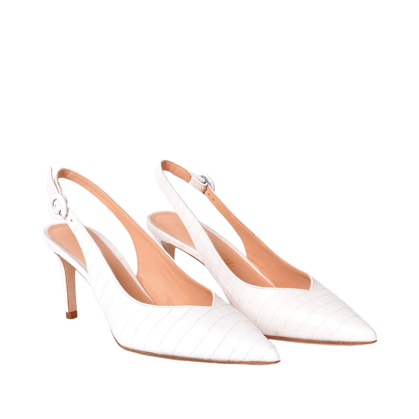 Cocco White Sling Back Pumps Heels 1039/White - 2