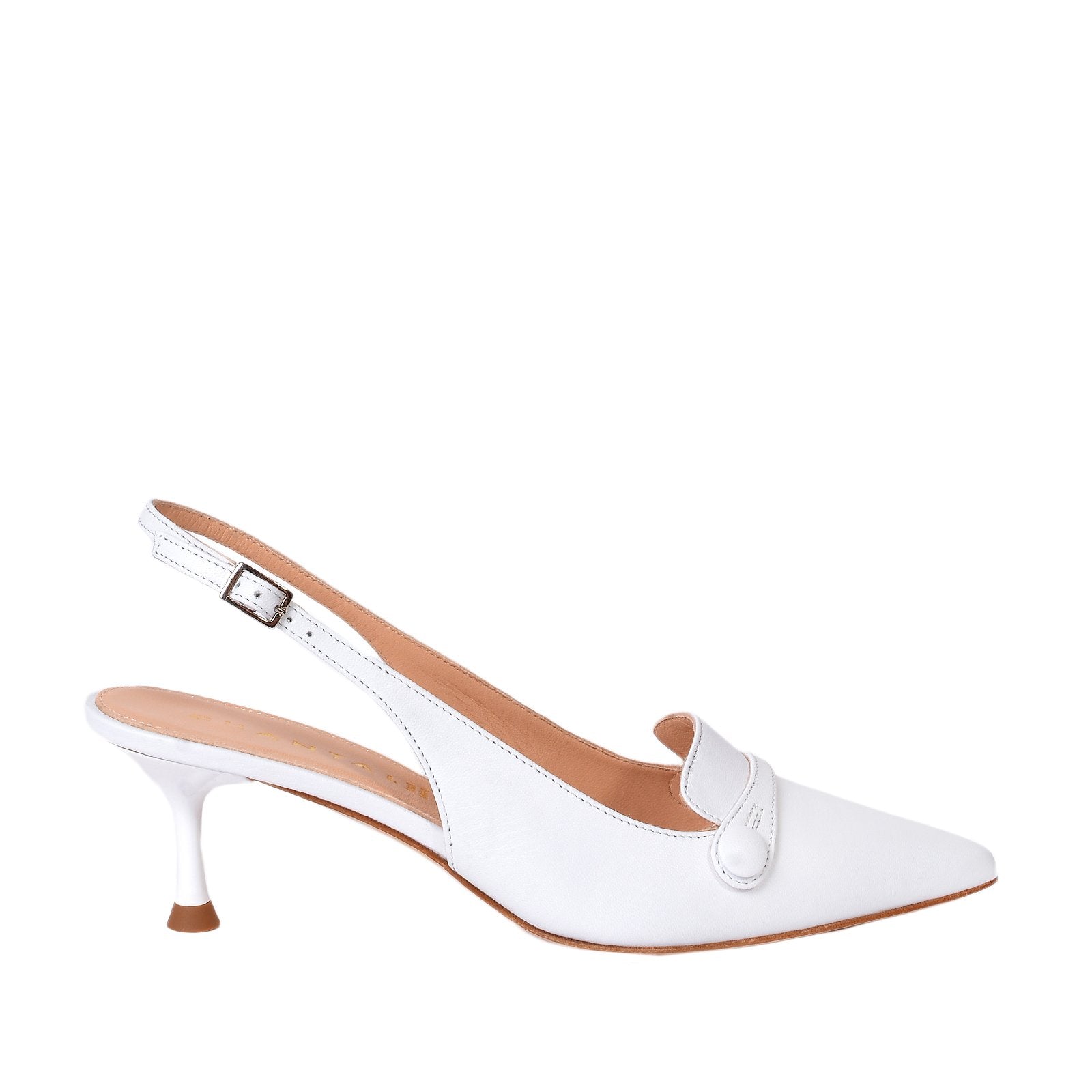 Capretto Sling Back Shoes In White Heels 1002/White - 1