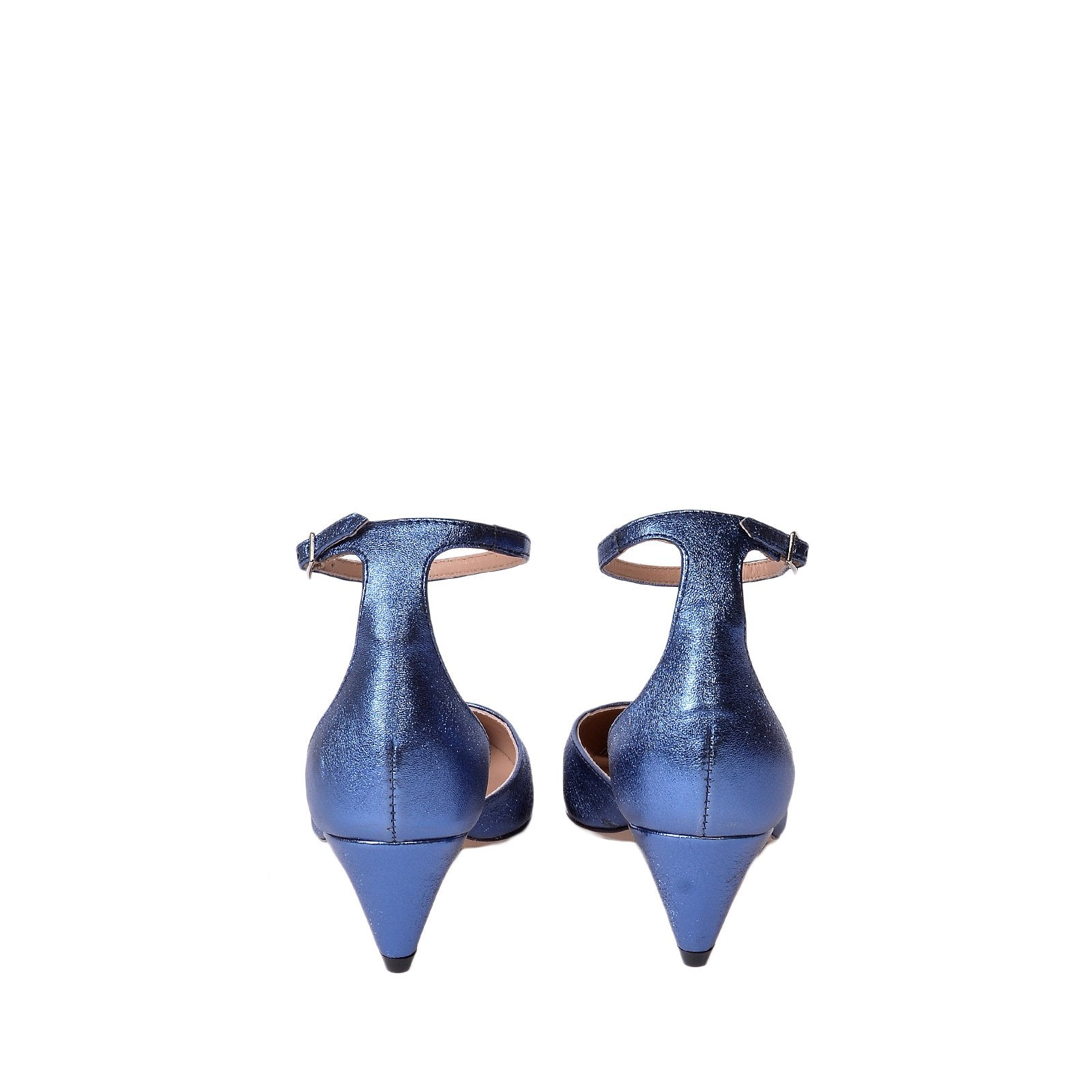Viki Metallic Blue Leather Shoes Heels 790-008-1 - 4