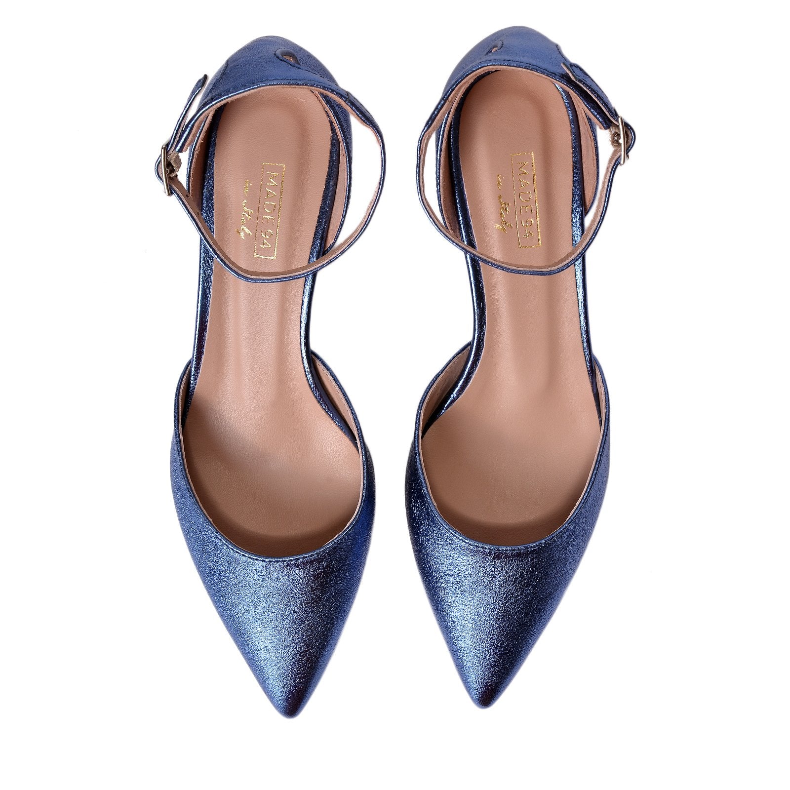 Viki Metallic Blue Leather Shoes Heels 790-008-1 - 3