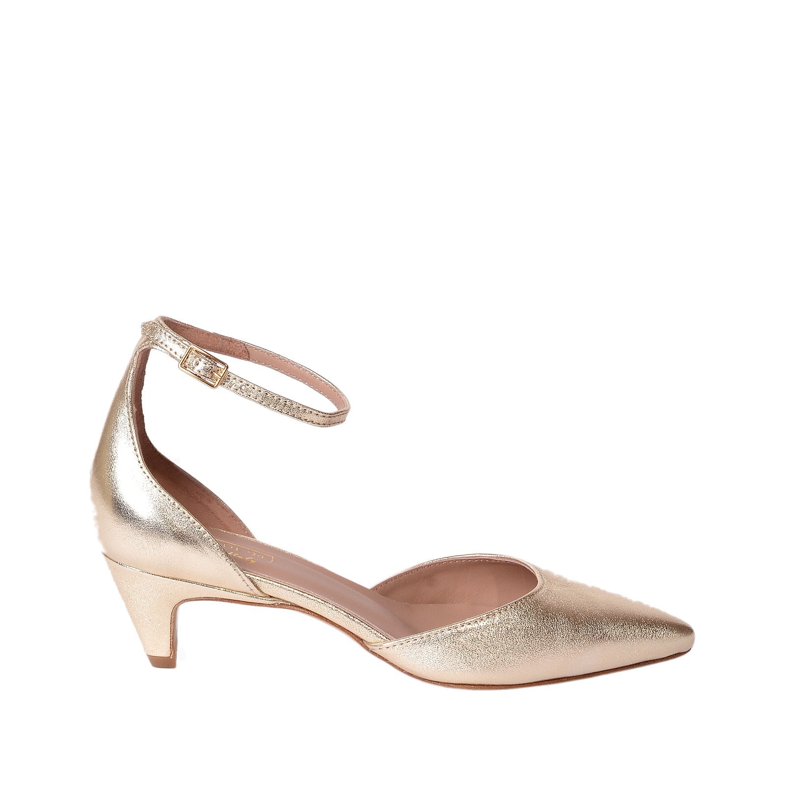 Viki Metallic Gold Leather Shoes Heels 790-015-1 - 1