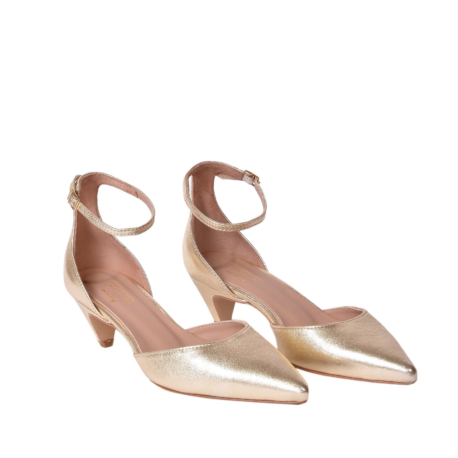 Viki Metallic Gold Leather Shoes Heels 790-015-1 - 2