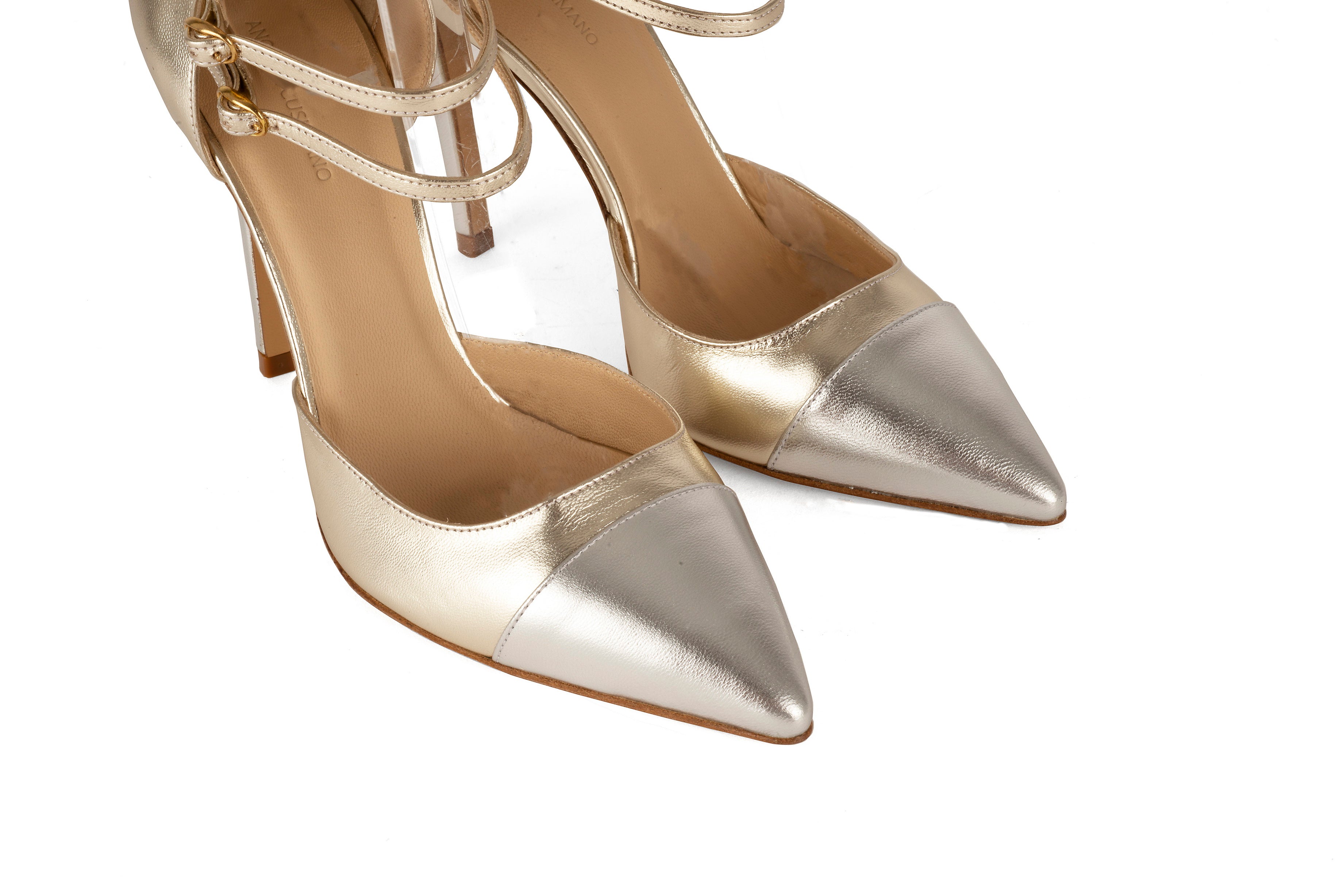 Phoebe Platinum Silver Laminated Leather Sandals