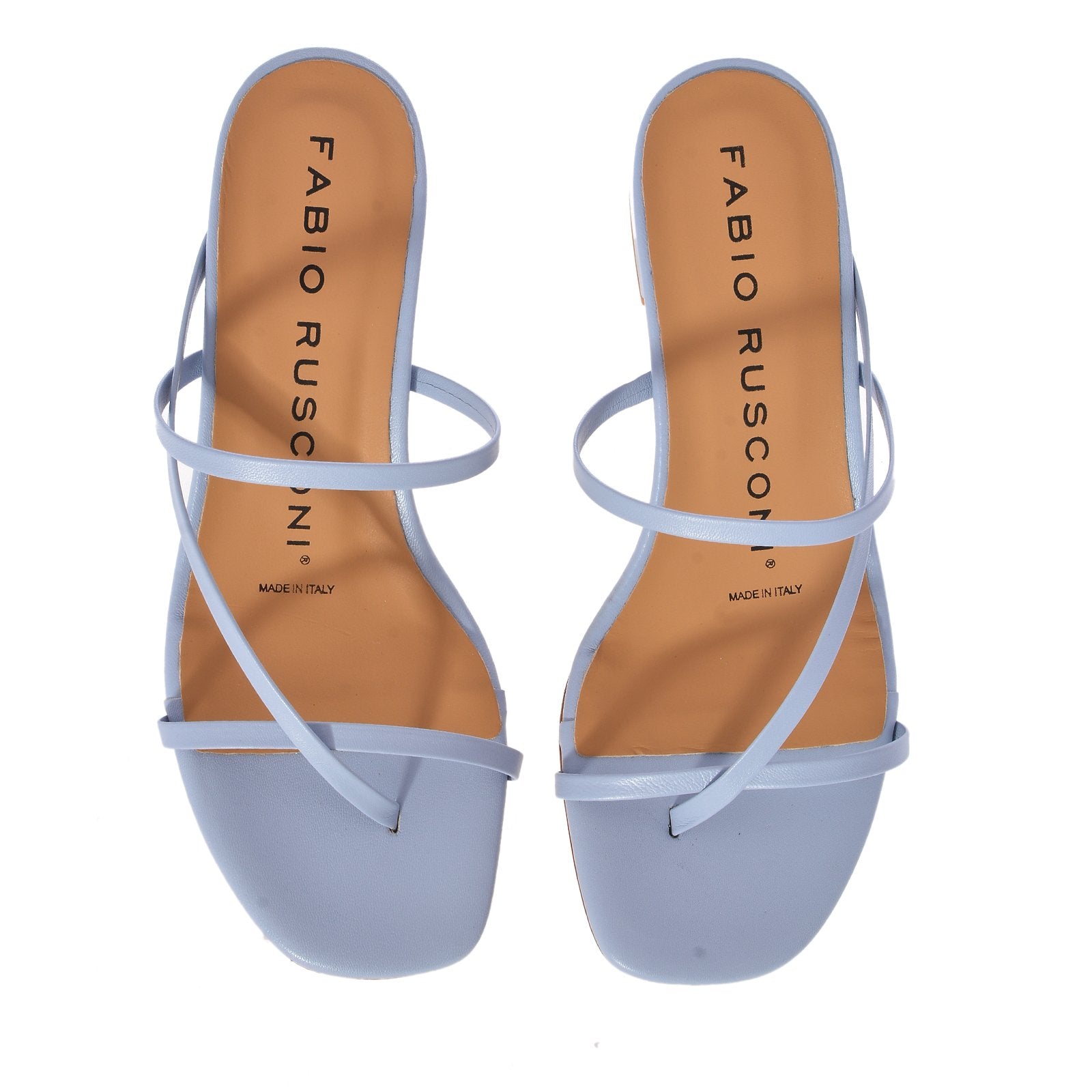 Nature Sky Blue Leather Sandals NUVOLA6983 - 3