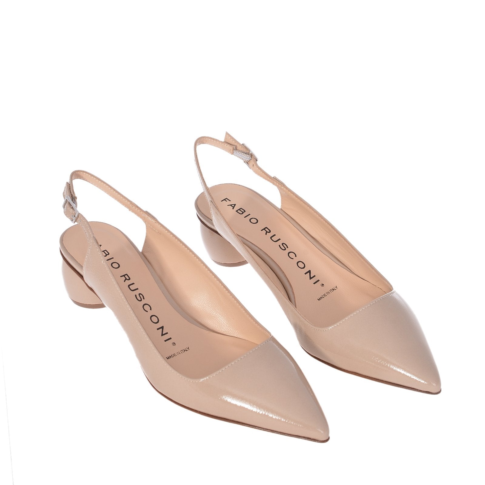 Naplak Leather Slingback Shoes In Nude Heels NUDE2382 - 3