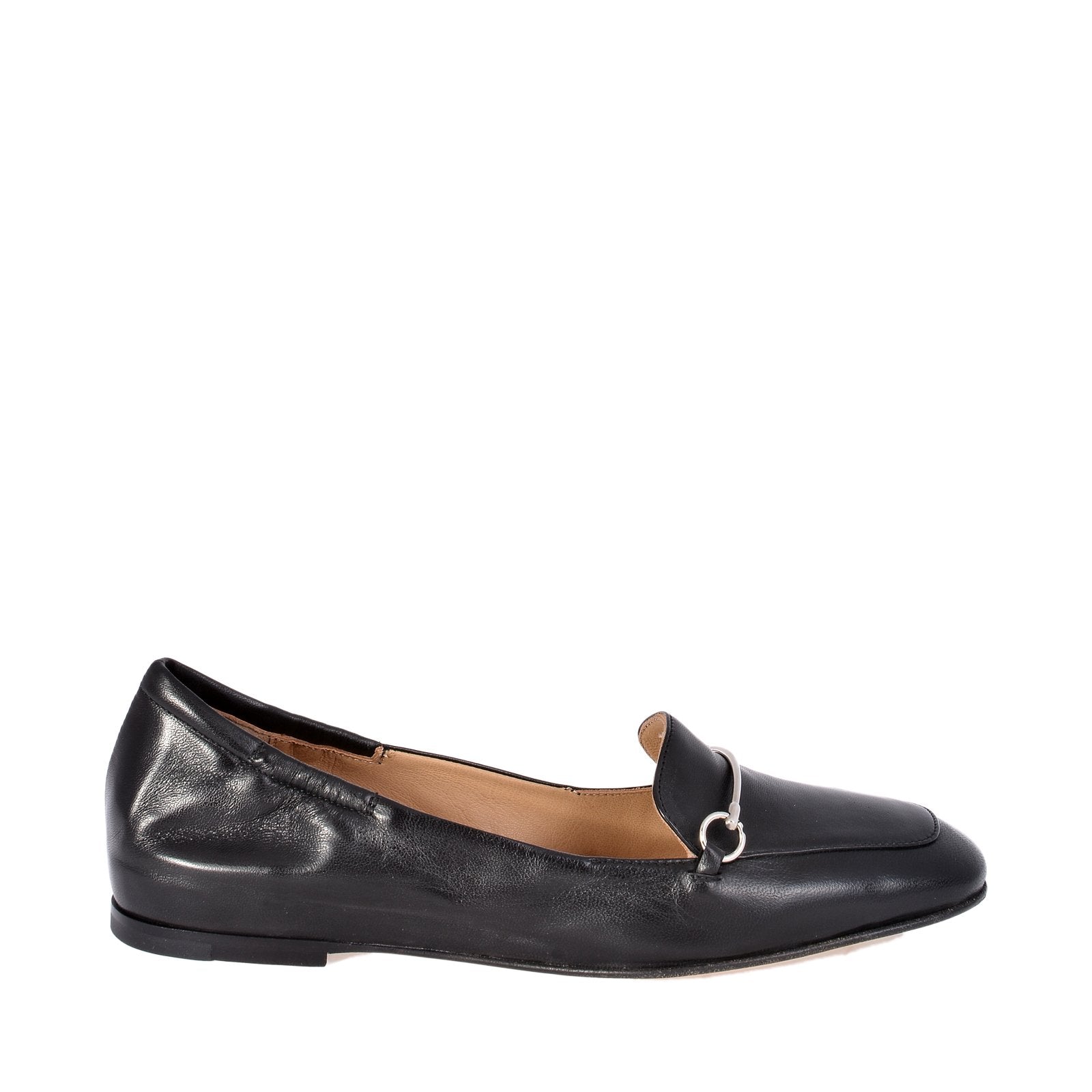 Lena Black Leather Loafers Flats 1144A - 1