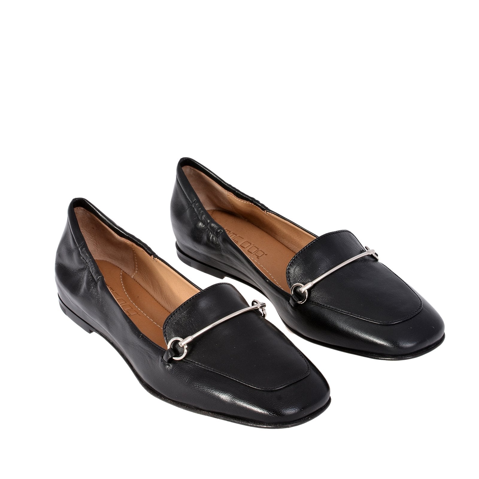 Lena Black Leather Loafers Flats 1144A - 2