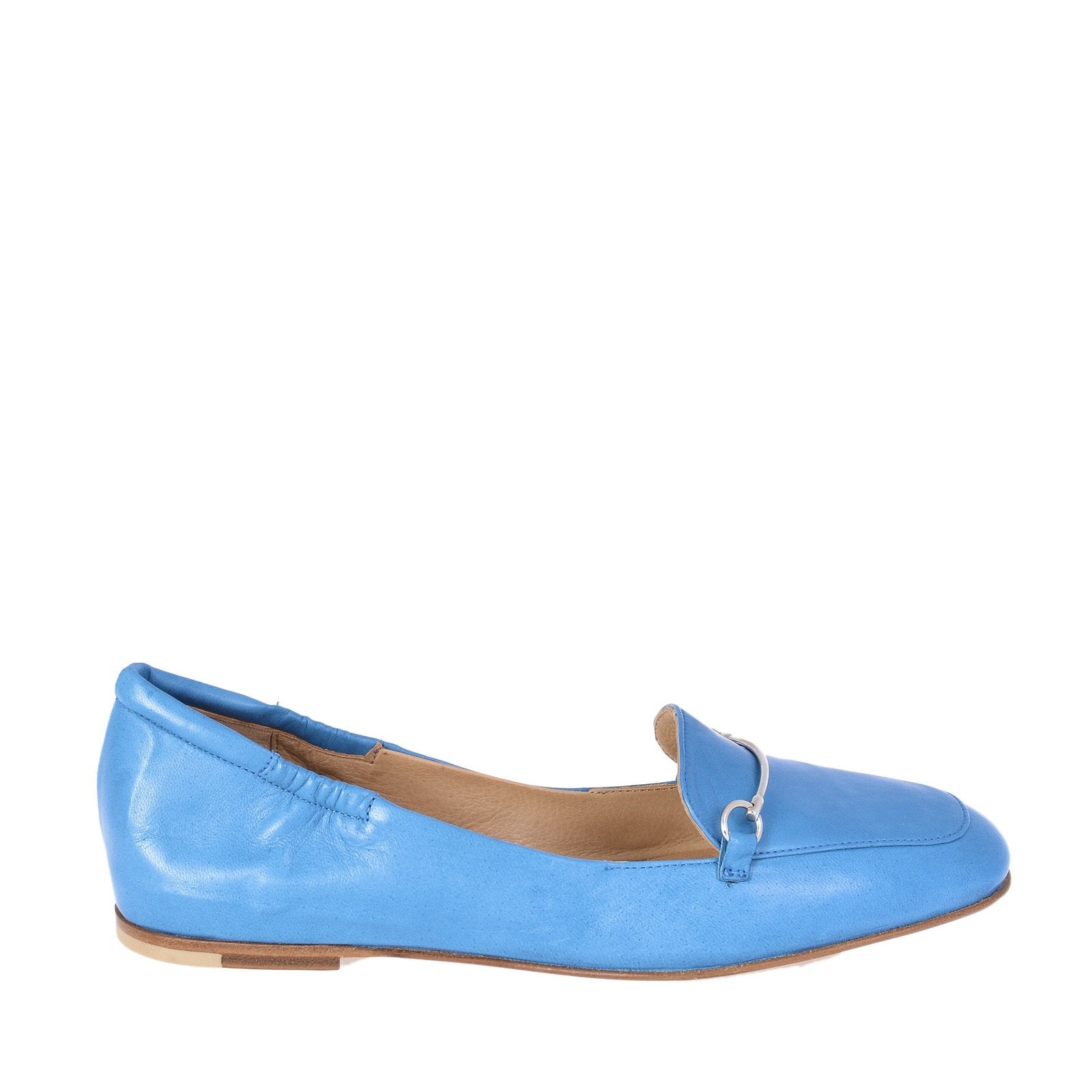 Lena Light Blue Leather Loafers Flats 1144PUNICE - 1