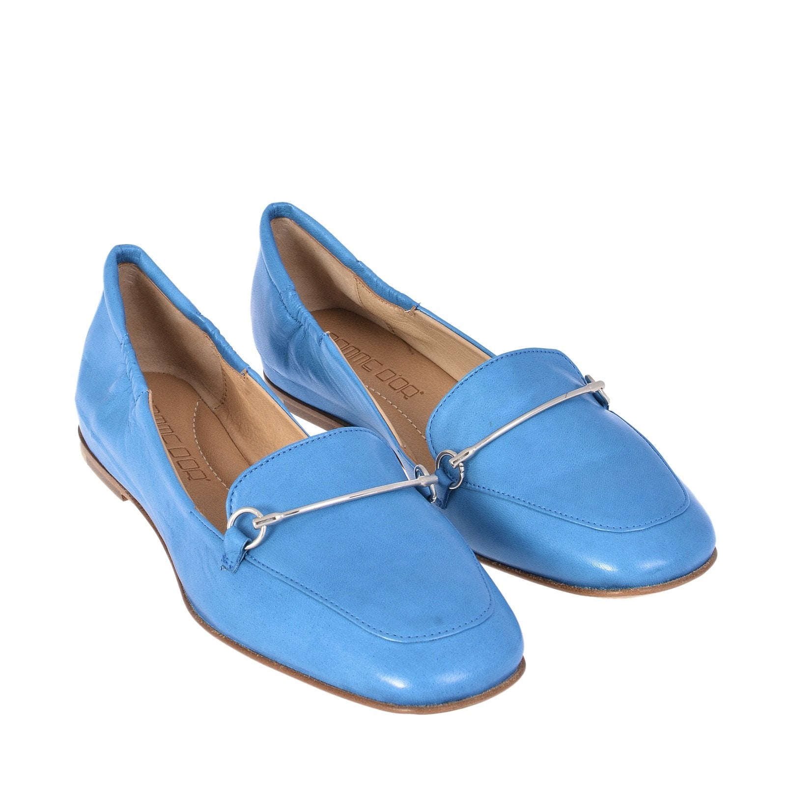 Lena Light Blue Leather Loafers Flats 1144PUNICE - 3