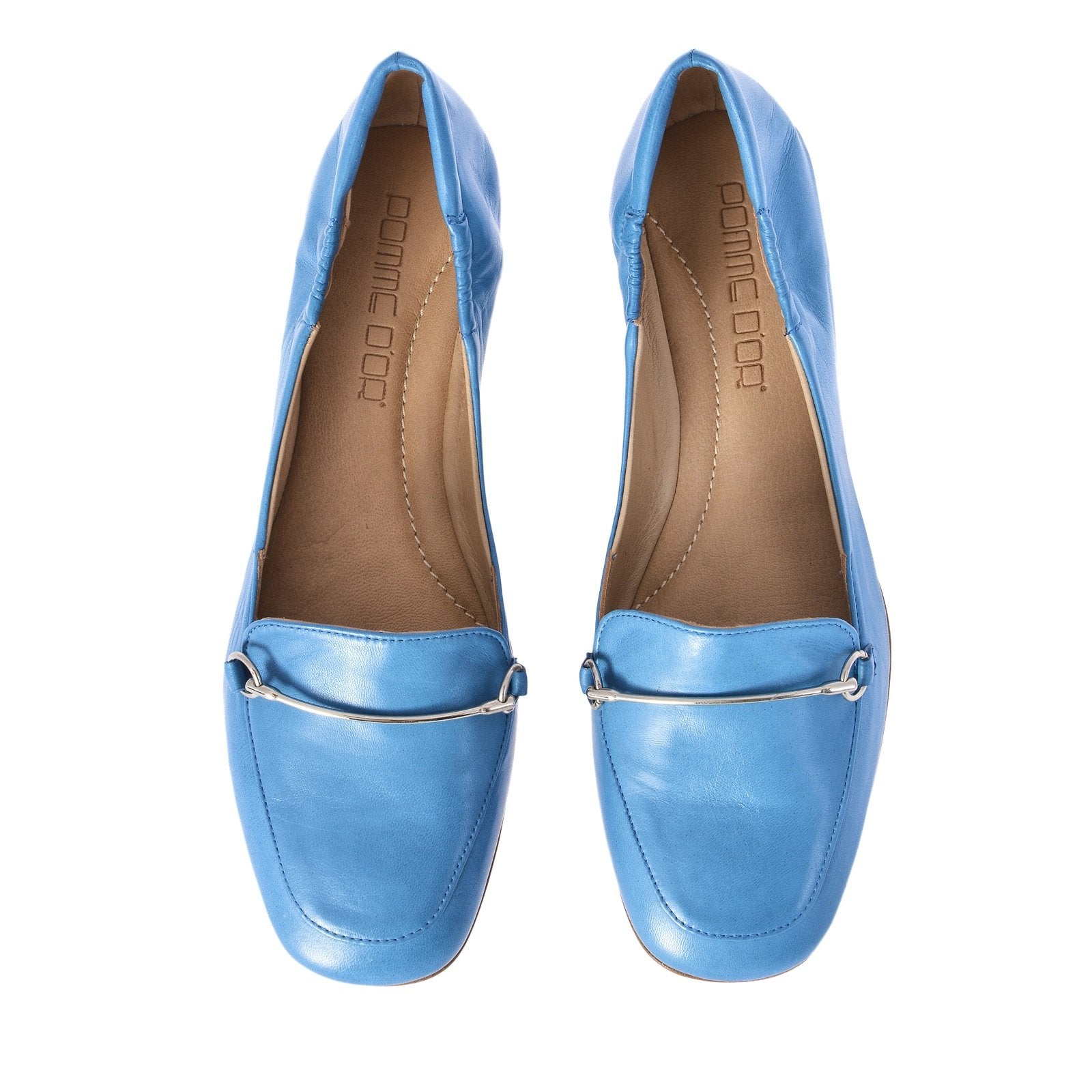 Lena Light Blue Leather Loafers Flats 1144PUNICE - 4