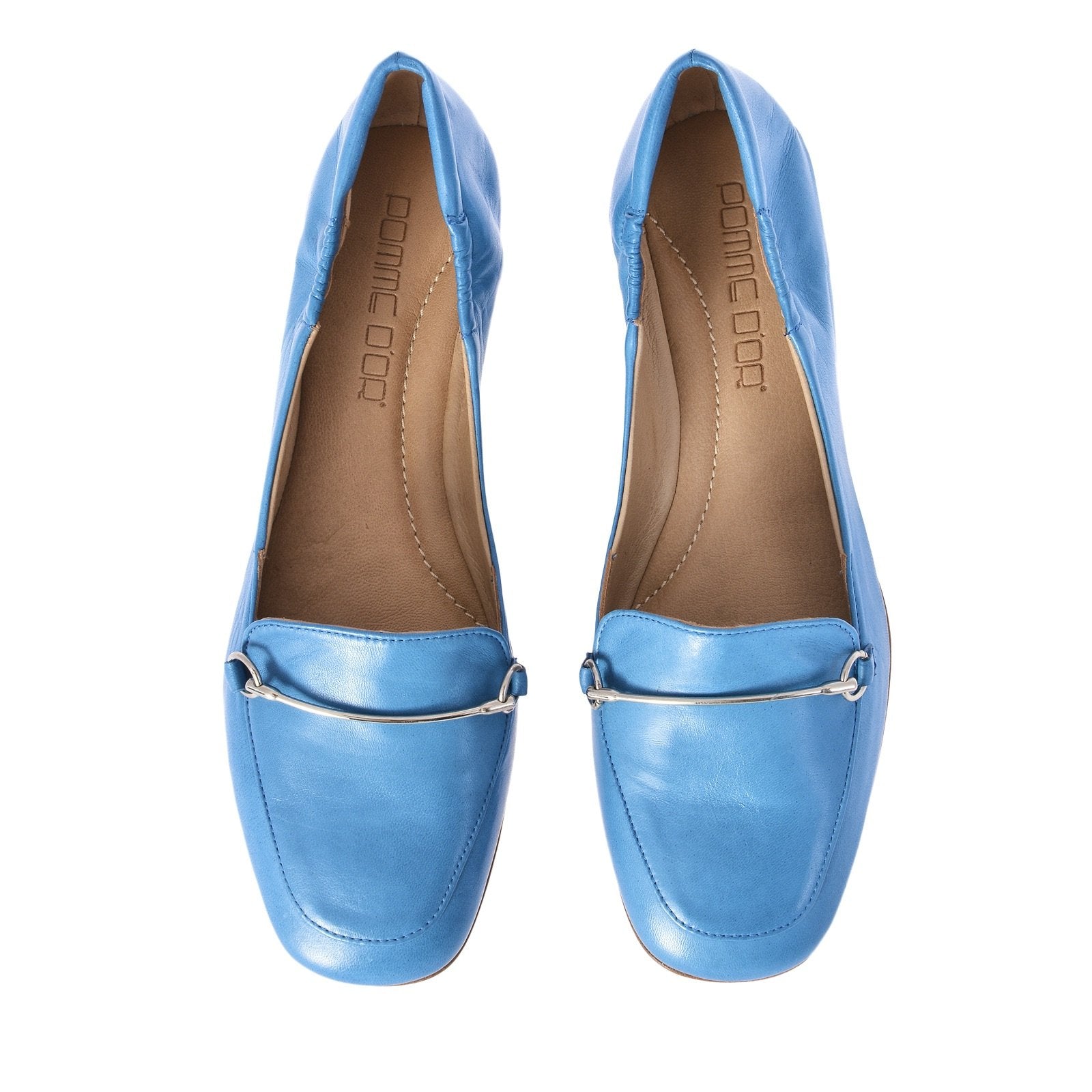 POMME D'OR LENA LIGHT BLUE LEATHER LOAFERS - Main Image