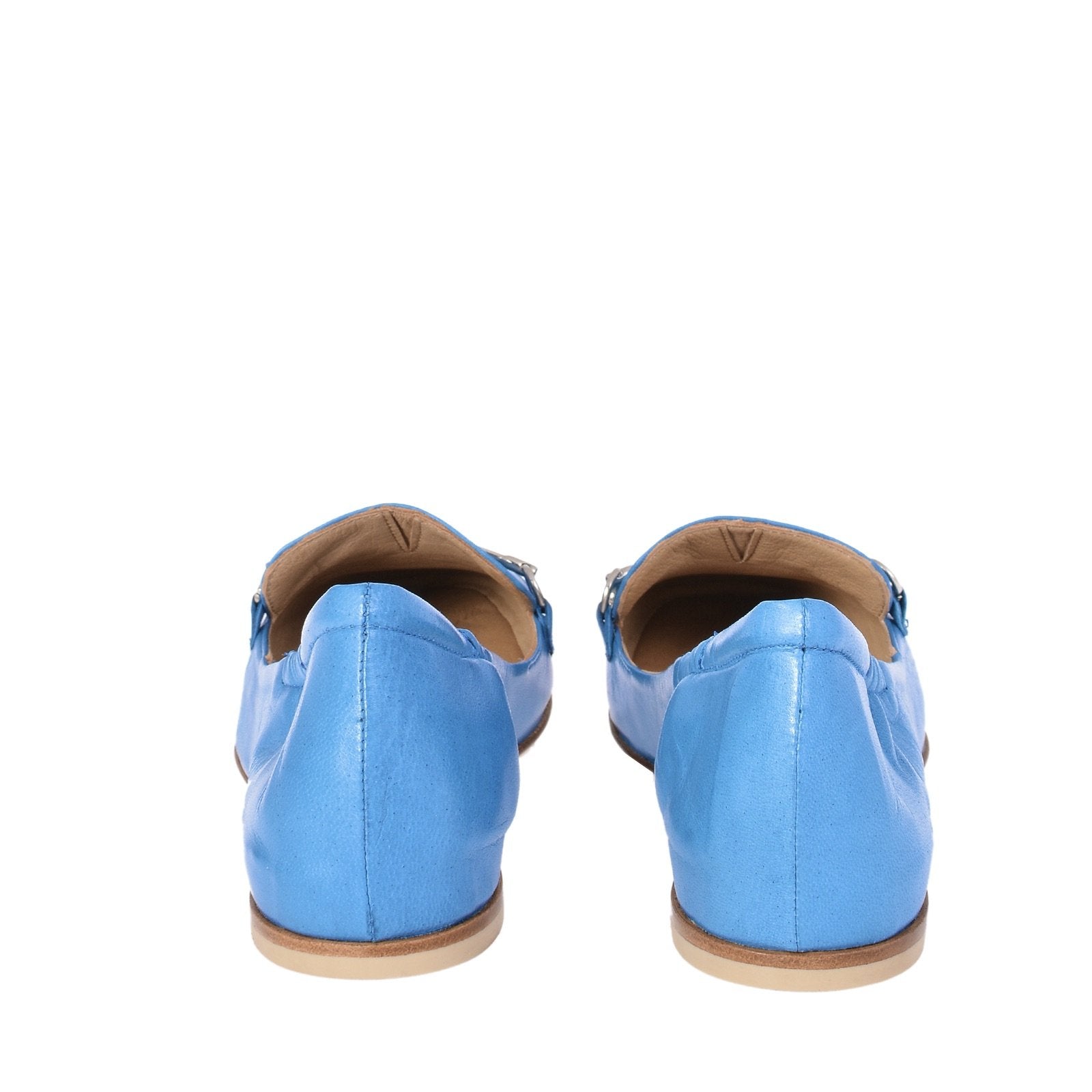 Lena Light Blue Leather Loafers Flats 1144PUNICE - 6