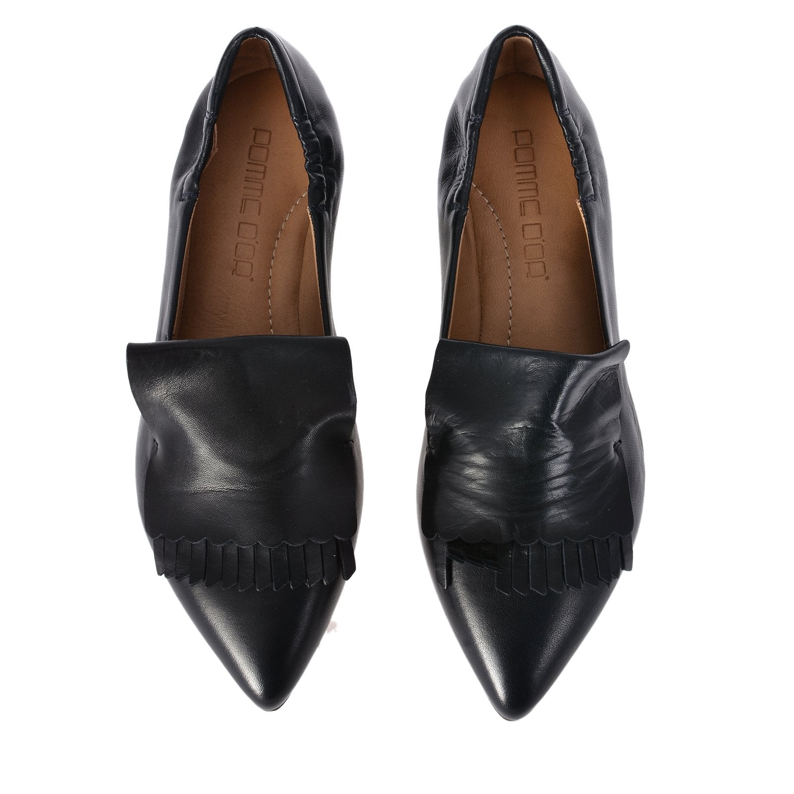 Grace Black Navy Leather Loafers Flats 1744B - 3
