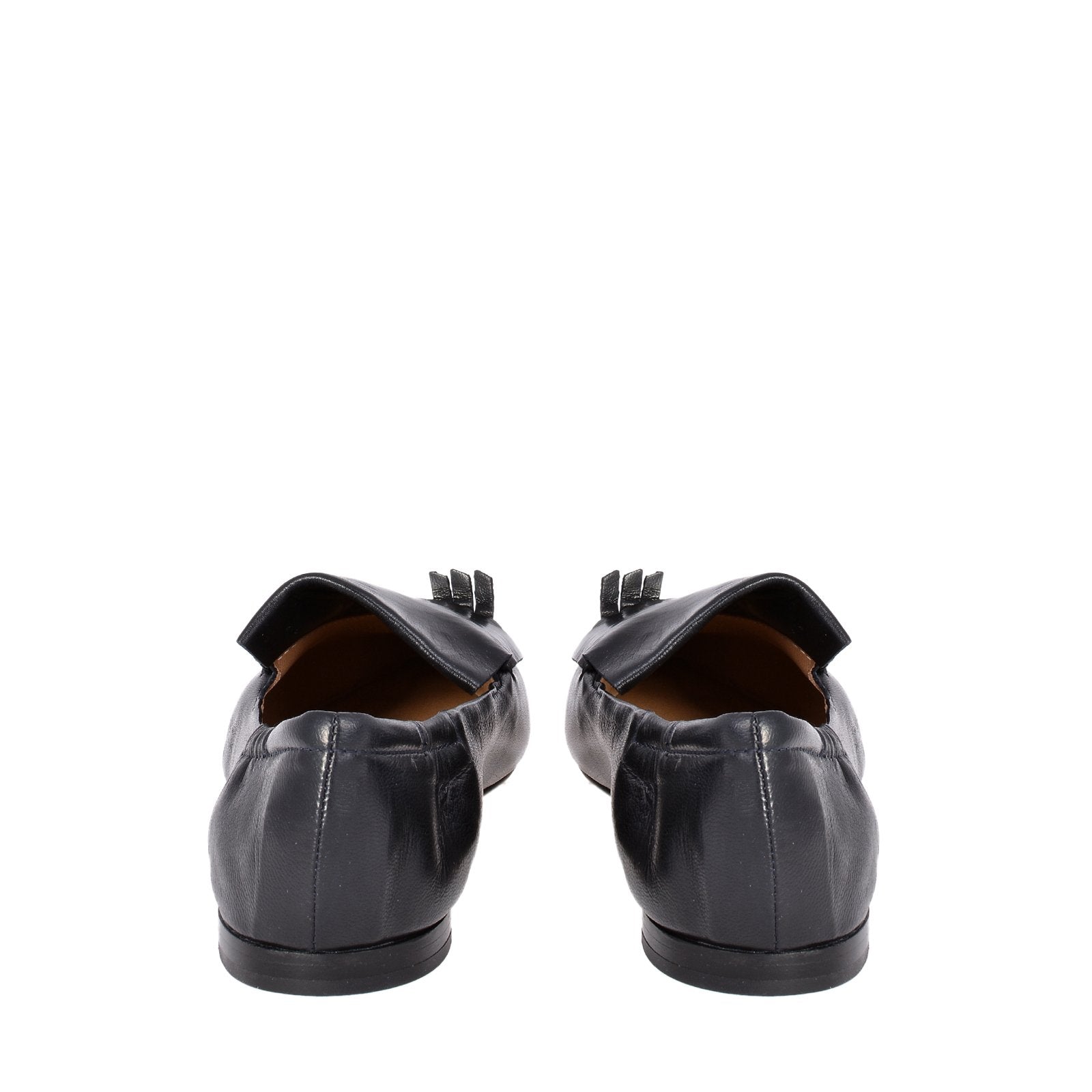 Grace Black Navy Leather Loafers Flats 1744B - 4