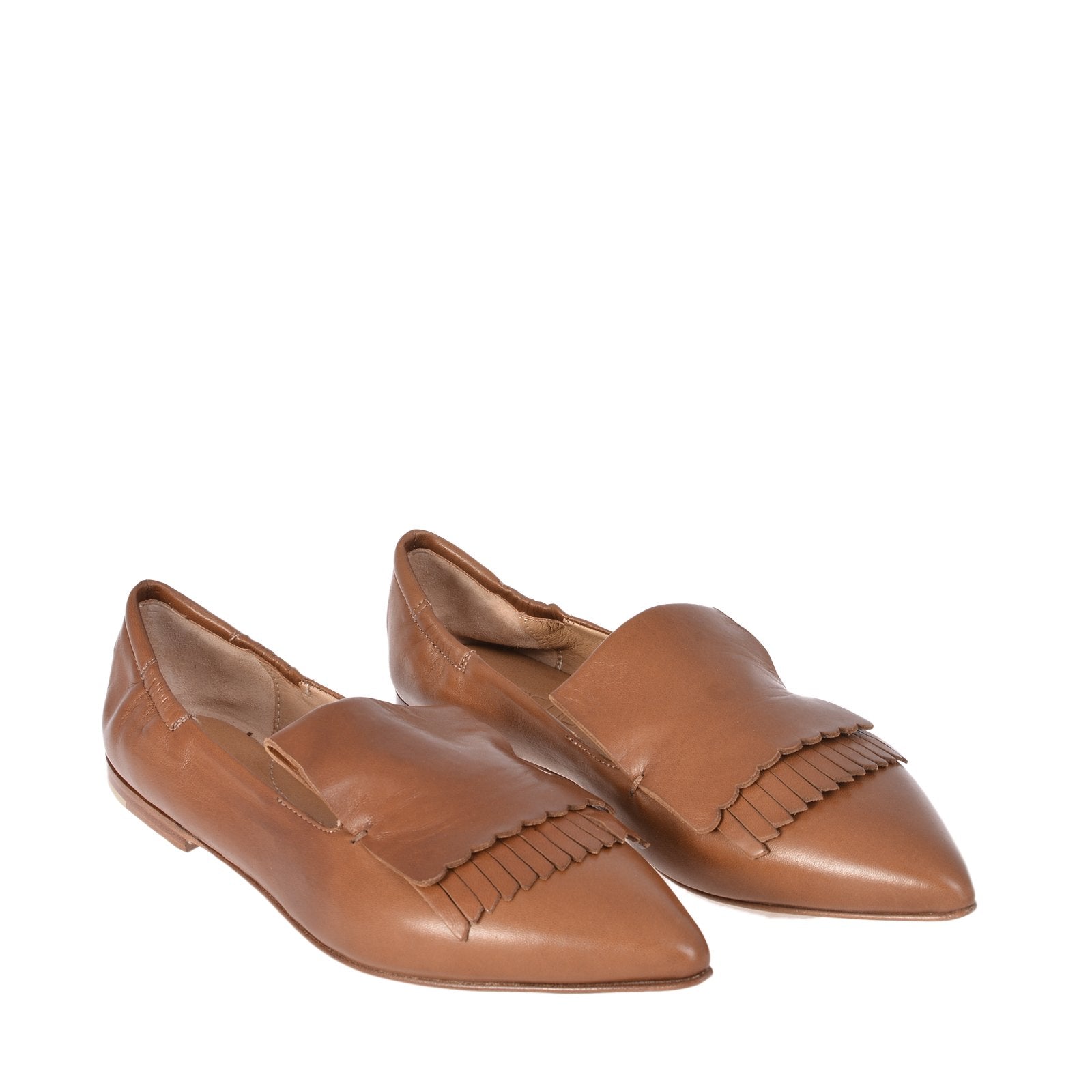 Grace Caramel Leather Loafers Flats 1744B-CARAMEL - 2