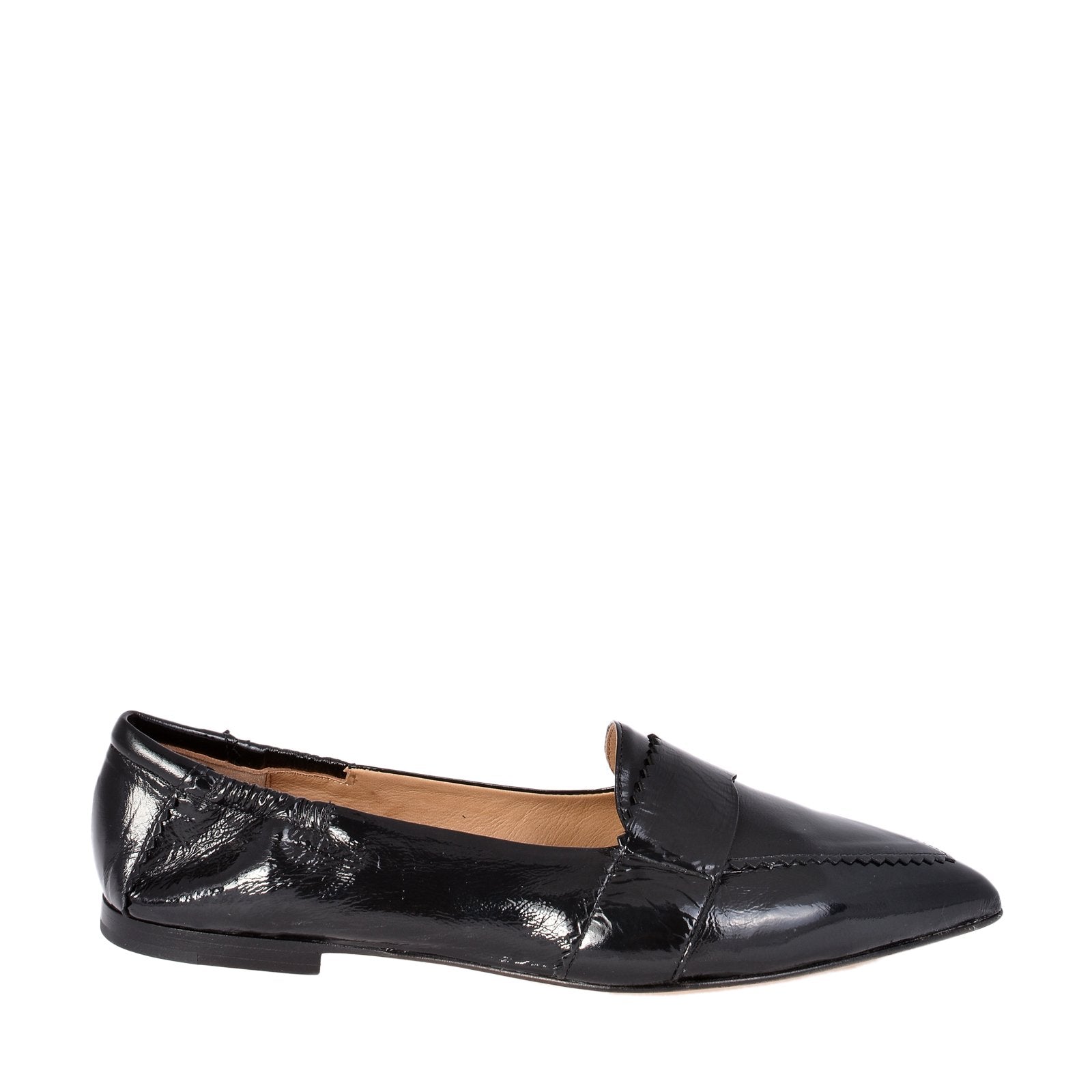 Grace Black Naplak Leather Loafers Flats 1922CBLACK - 1