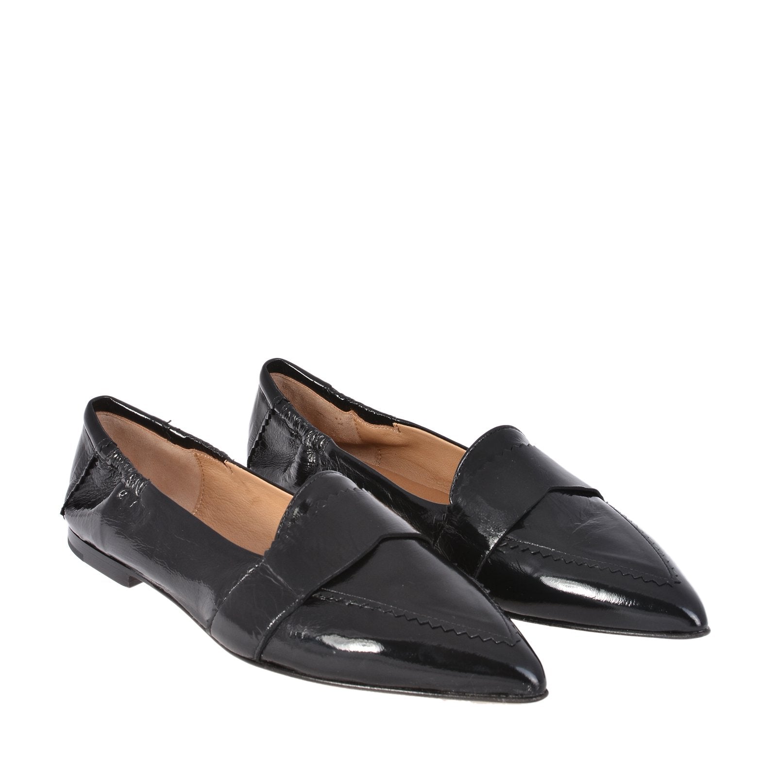 Grace Black Naplak Leather Loafers Flats 1922CBLACK - 3