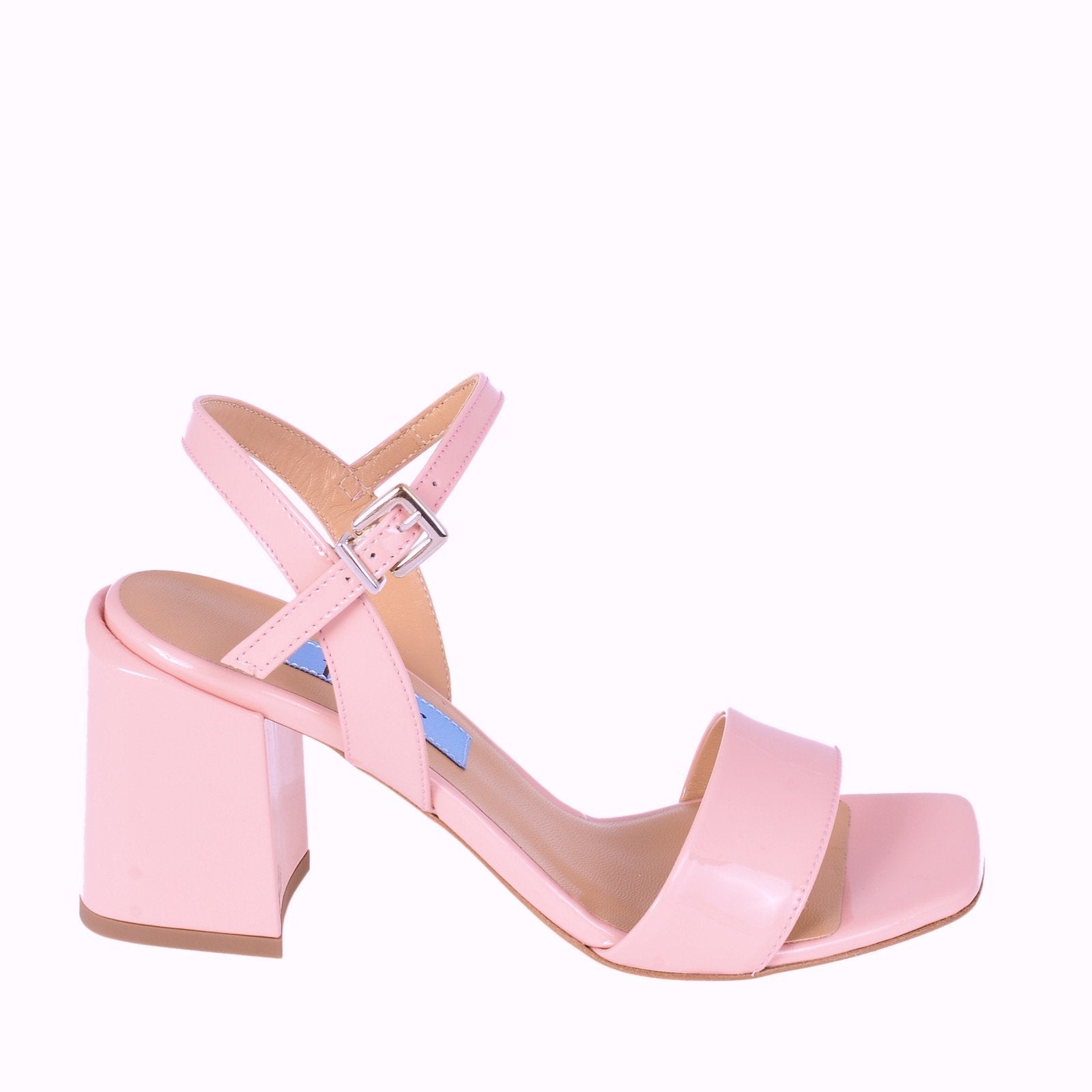 Chunky Classic Square Pink Patent Heeled Sandals LOS ANGELES1/PINK - 5